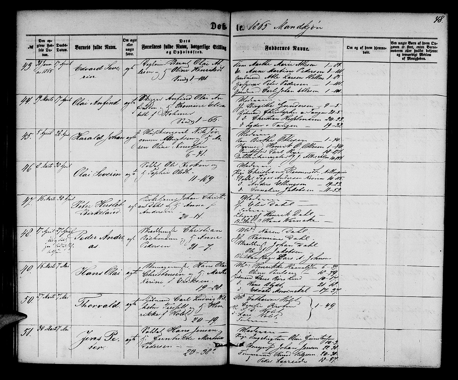 Korskirken sokneprestembete, AV/SAB-A-76101/H/Hab: Klokkerbok nr. B 5, 1863-1868, s. 48