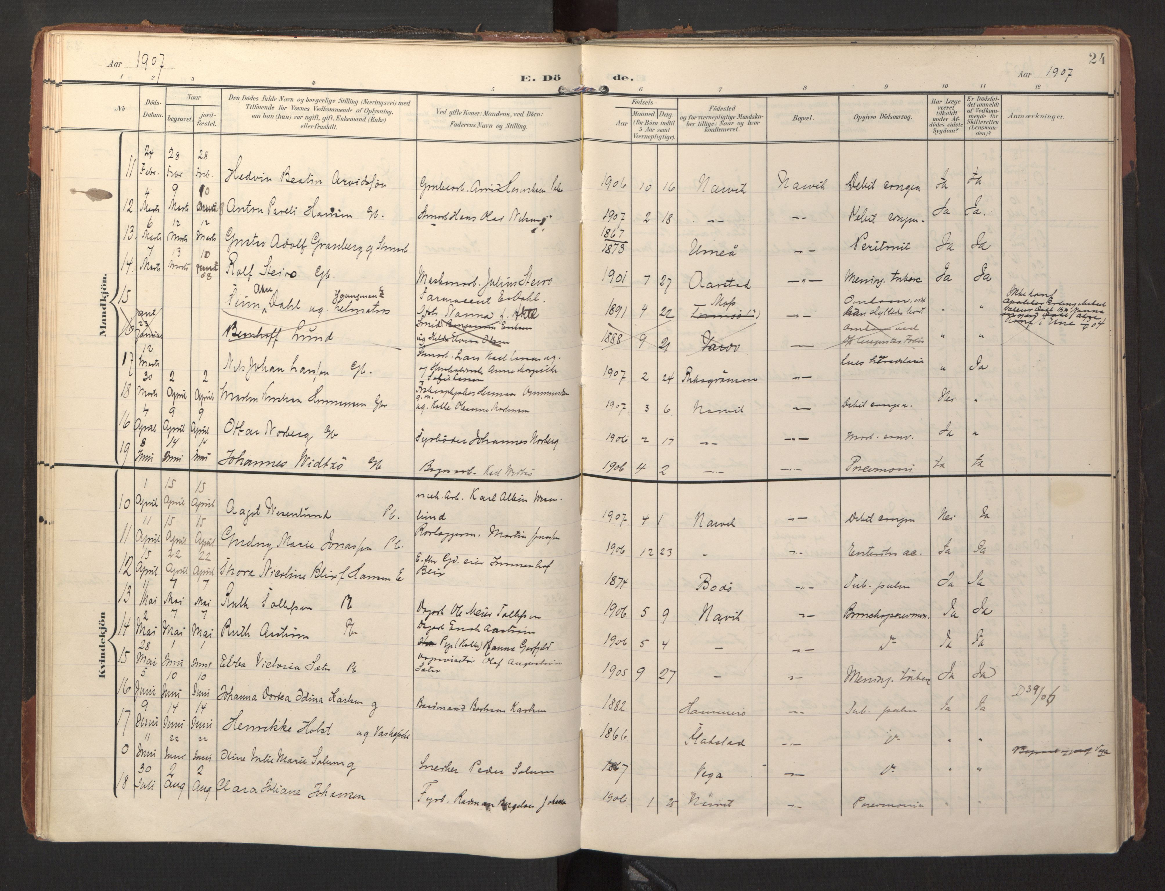 Ministerialprotokoller, klokkerbøker og fødselsregistre - Nordland, AV/SAT-A-1459/871/L1000: Ministerialbok nr. 871A16, 1902-1925, s. 24