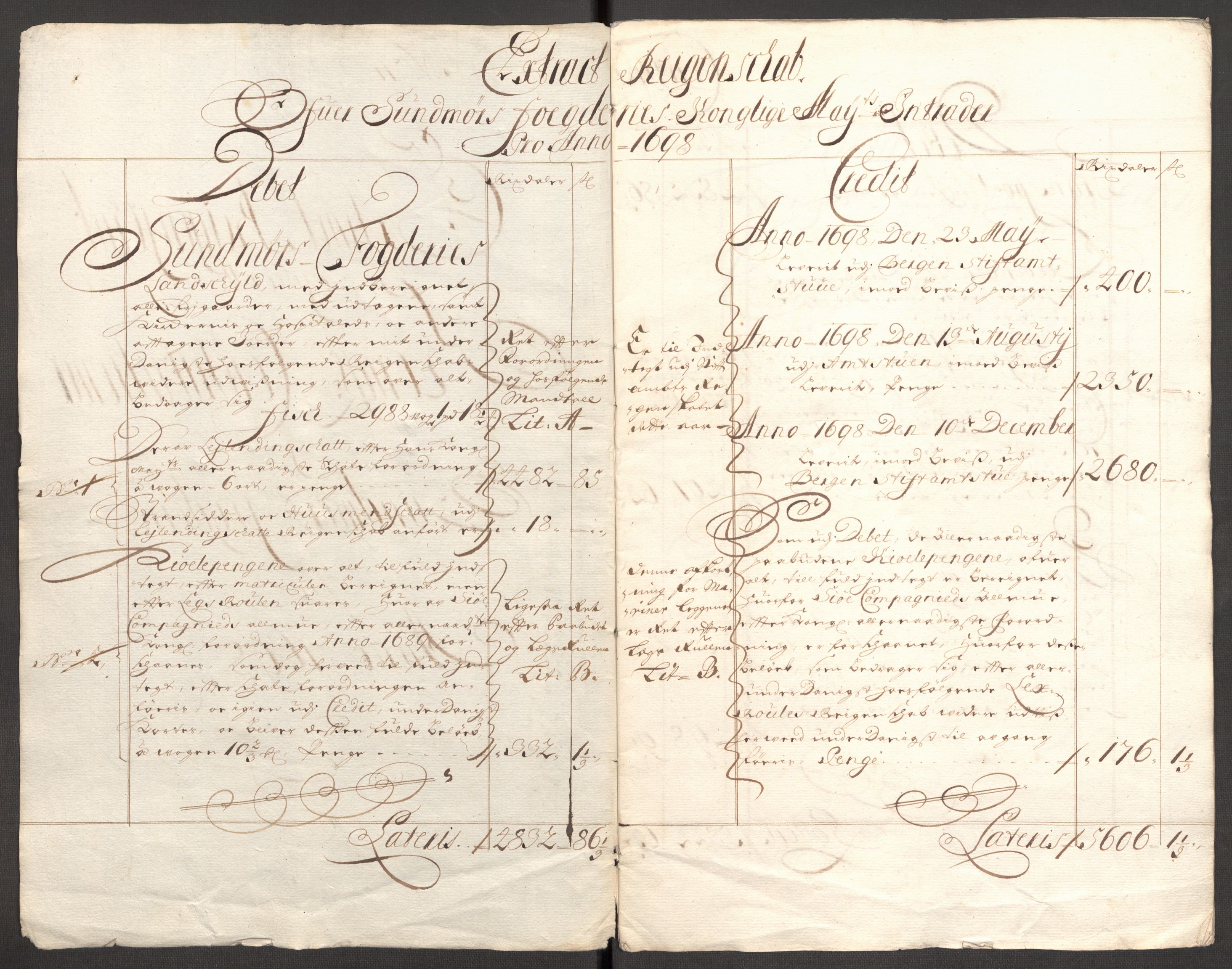 Rentekammeret inntil 1814, Reviderte regnskaper, Fogderegnskap, AV/RA-EA-4092/R54/L3556: Fogderegnskap Sunnmøre, 1696-1698, s. 286