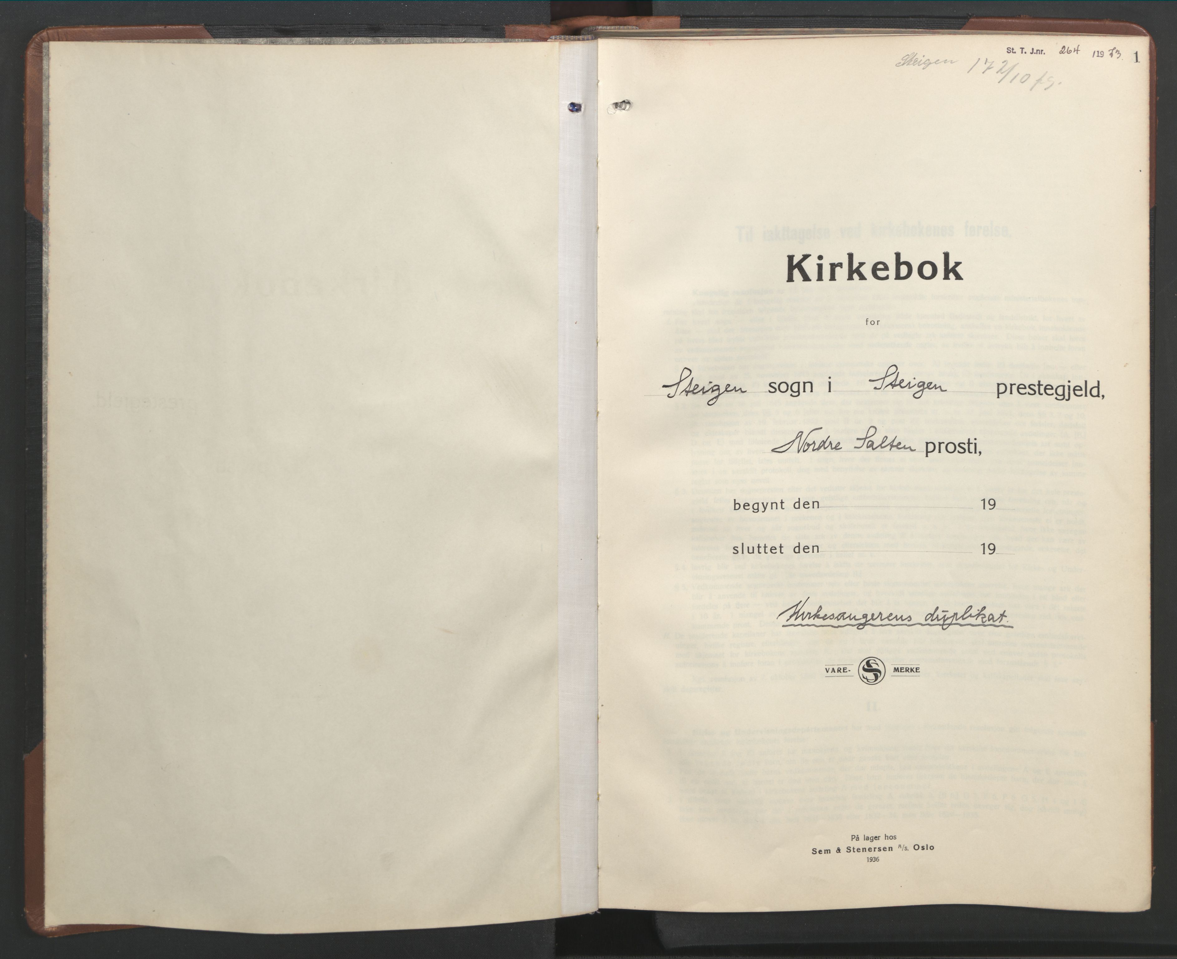 Ministerialprotokoller, klokkerbøker og fødselsregistre - Nordland, SAT/A-1459/855/L0818: Klokkerbok nr. 855C07, 1935-1949, s. 1