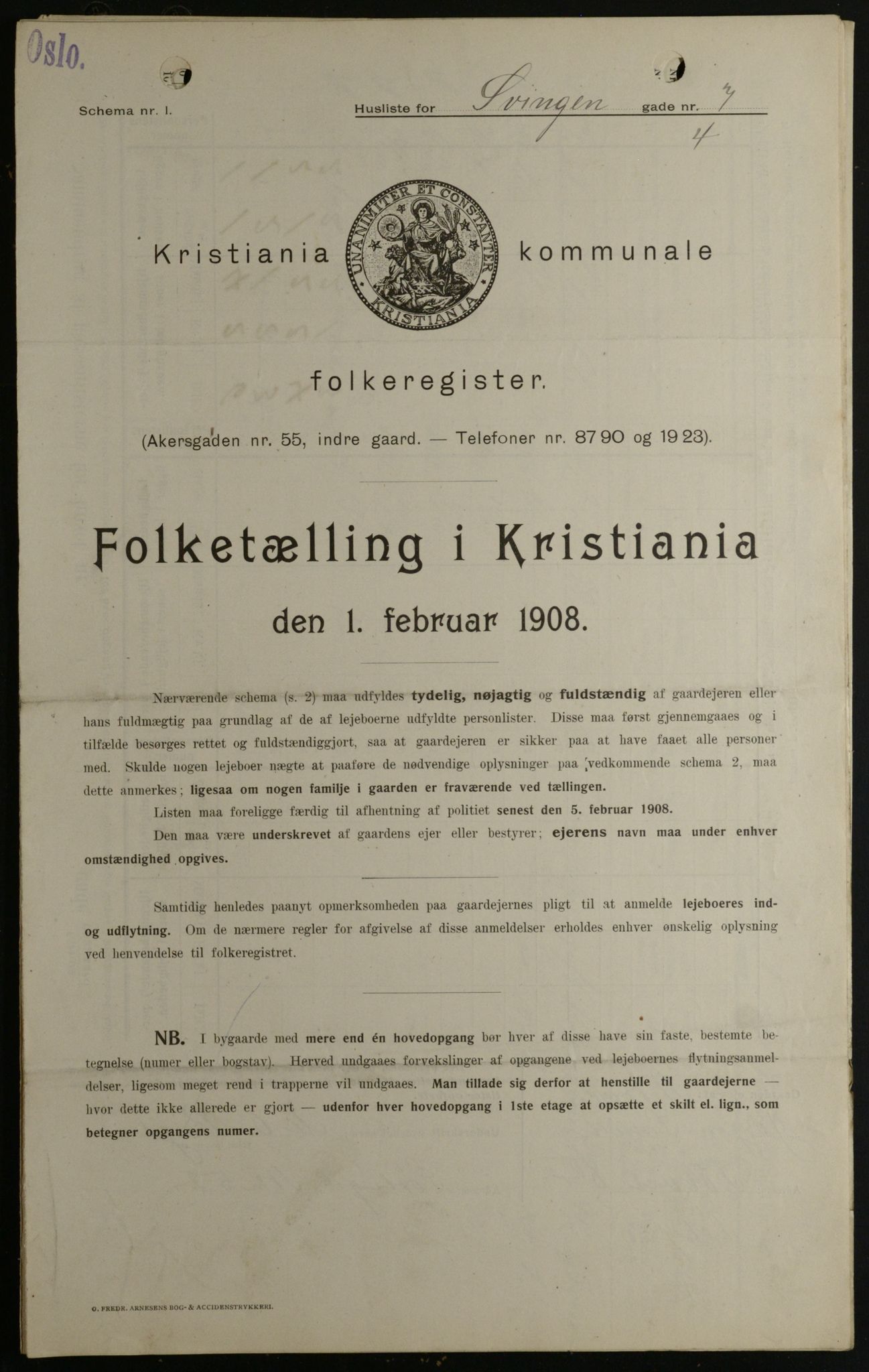 OBA, Kommunal folketelling 1.2.1908 for Kristiania kjøpstad, 1908, s. 95432