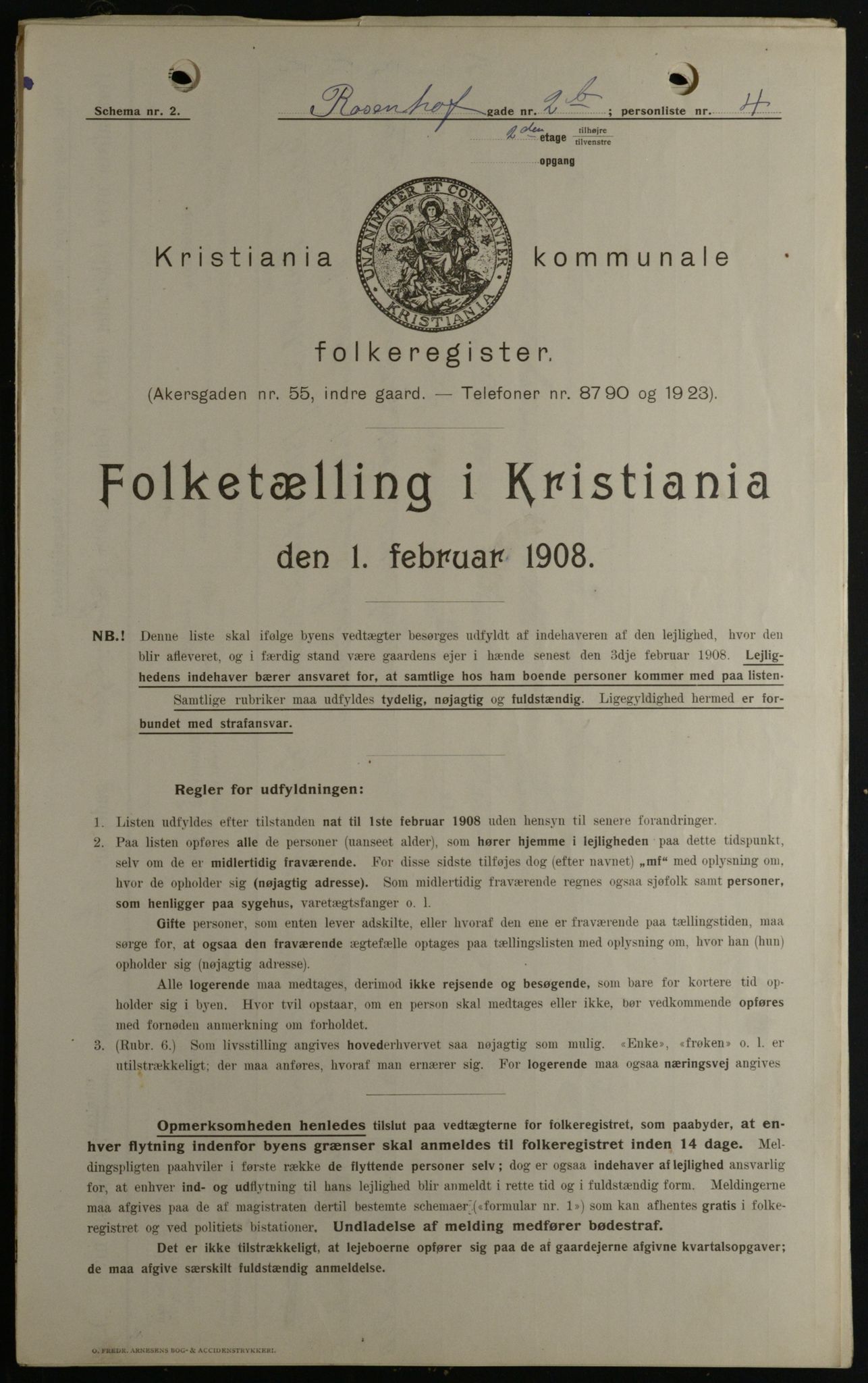 OBA, Kommunal folketelling 1.2.1908 for Kristiania kjøpstad, 1908, s. 75199