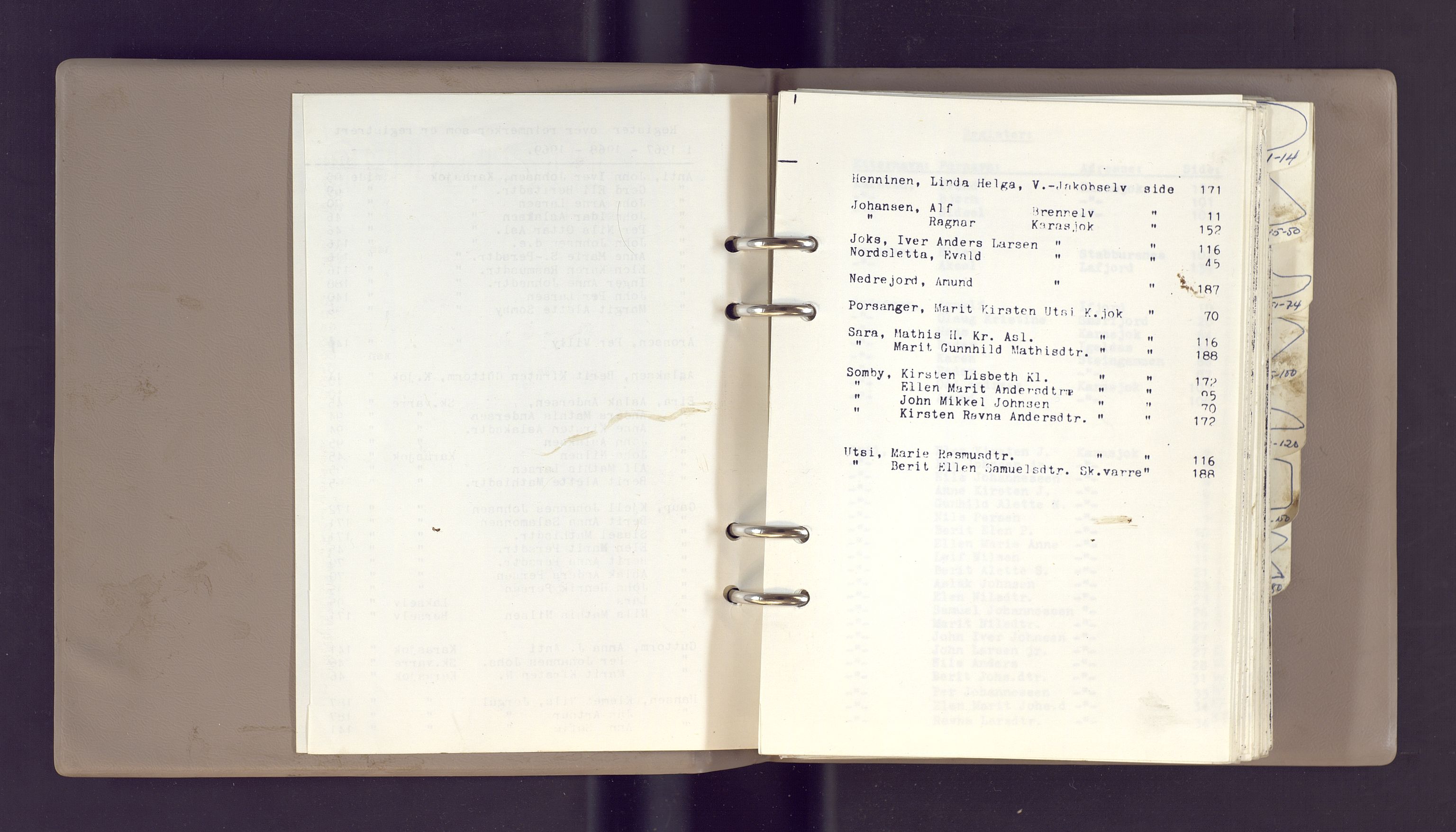 Lappefogden i Finnmark/Reindriftsforvaltningen Øst-Finnmark, AV/SATØ-S-1461/G/Gd/L0002/0002: Reinmerkeregisterprotokoller / Reinmerkeregisterprotokoll for Karasjok reinsogn, 1969