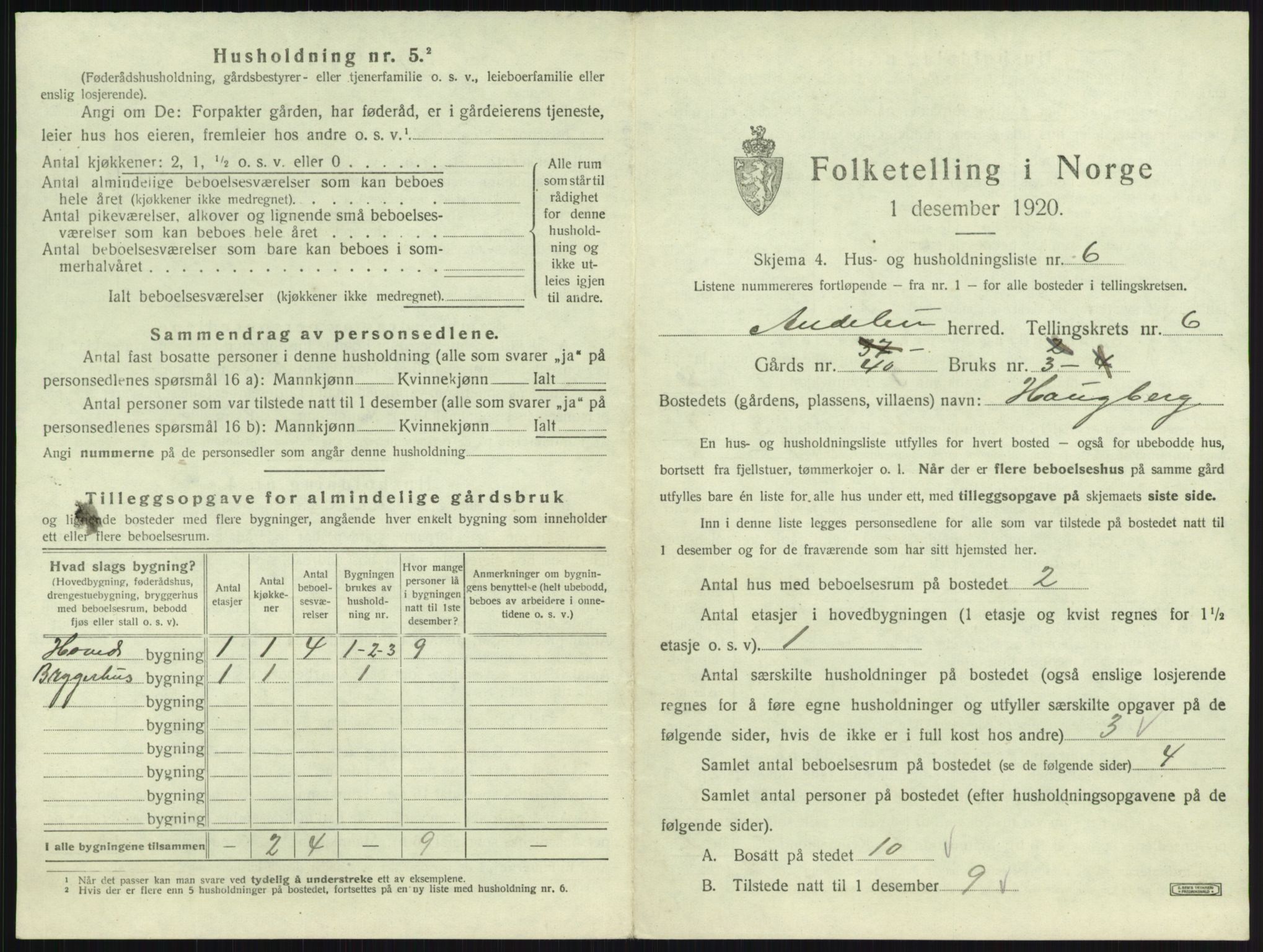 SAKO, Folketelling 1920 for 0719 Andebu herred, 1920, s. 364