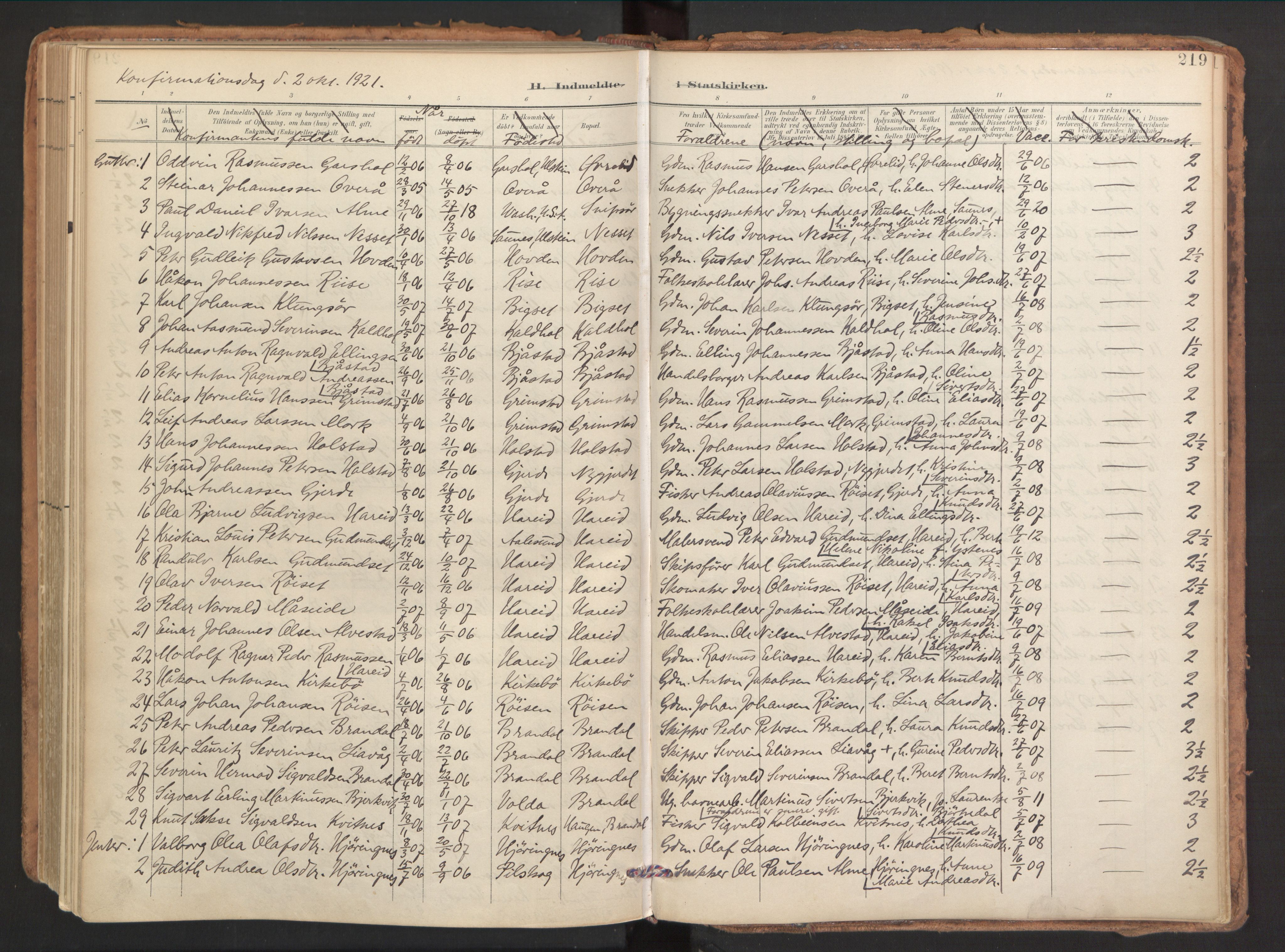Ministerialprotokoller, klokkerbøker og fødselsregistre - Møre og Romsdal, AV/SAT-A-1454/510/L0123: Ministerialbok nr. 510A03, 1898-1922, s. 219
