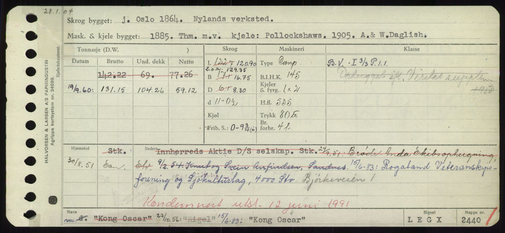 Sjøfartsdirektoratet med forløpere, Skipsmålingen, RA/S-1627/H/Hd/L0020: Fartøy, K-Kon, s. 507