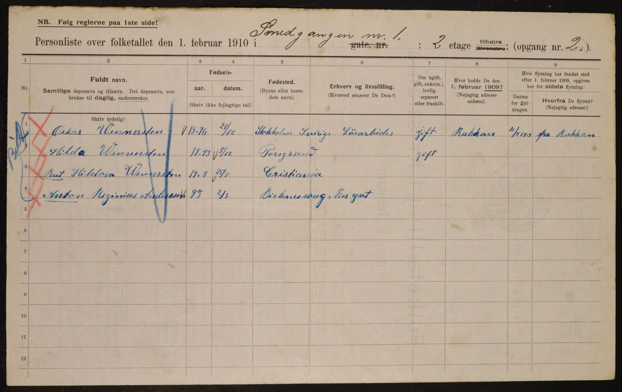 OBA, Kommunal folketelling 1.2.1910 for Kristiania, 1910, s. 92599