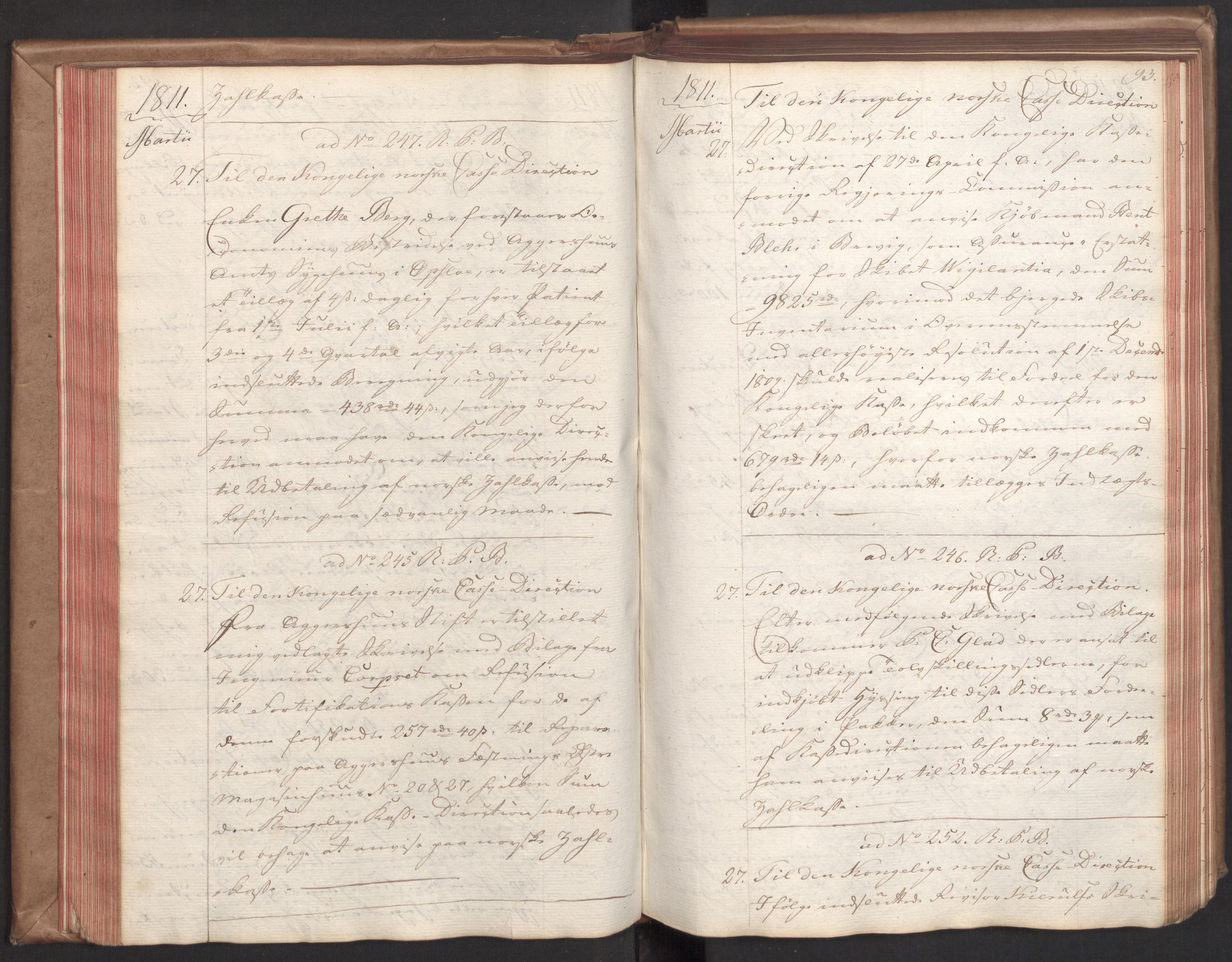 Stattholderembetet 1810-1814, 2. kontor (Kontor B), AV/RA-EA-5432/Bc/L0001: Korrespondanseprotokoll, 1810-1812, s. 92b-93a