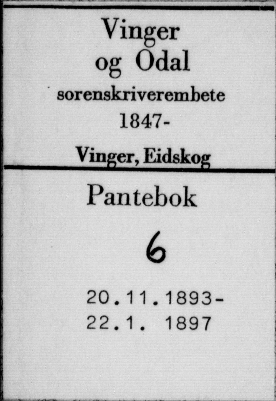 Vinger og Odal sorenskriveri, SAH/TING-022/H/Hb/Hbc/L0006: Pantebok nr. 6, 1893-1897