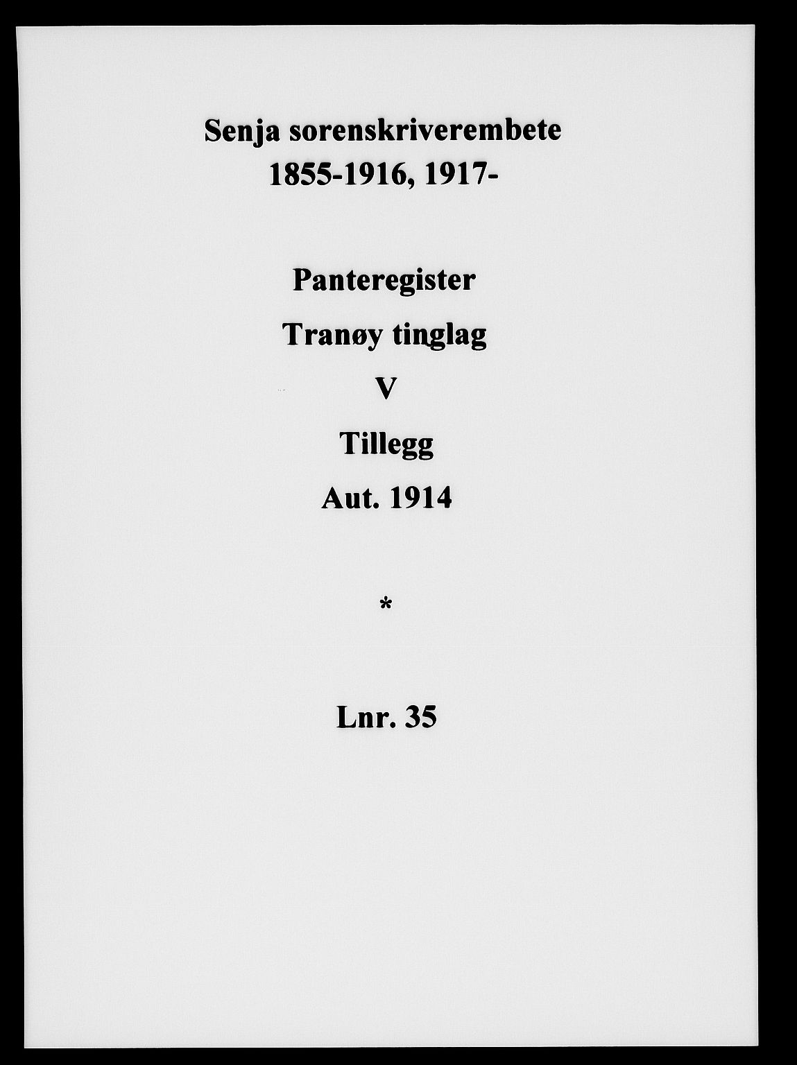 Senja sorenskriveri 1855-, SATØ/S-0048/1/H/Hb/L0035: Panteregister nr. 35