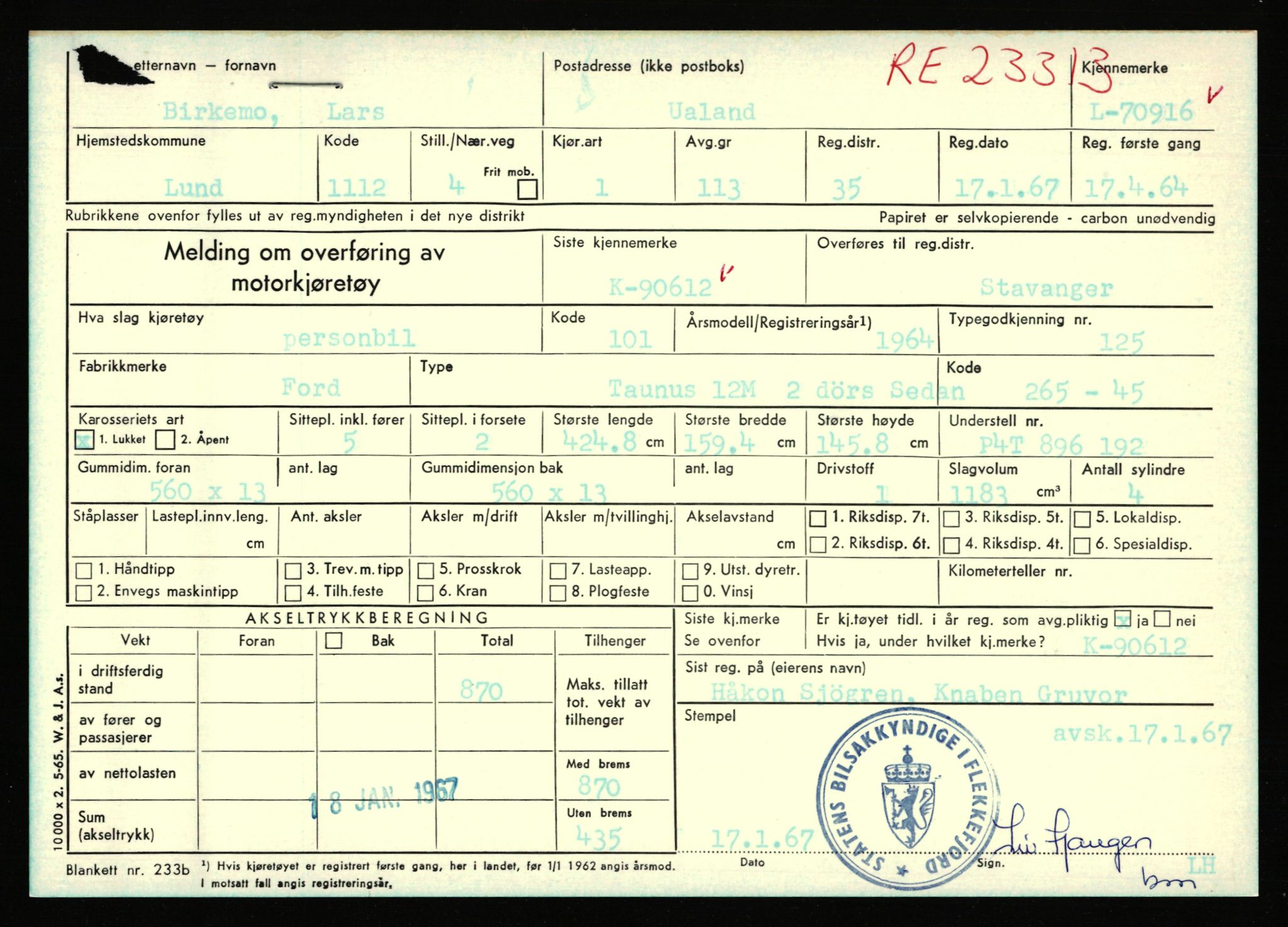 Stavanger trafikkstasjon, AV/SAST-A-101942/0/F/L0066: L-68000 - L-71599, 1930-1971, s. 1963