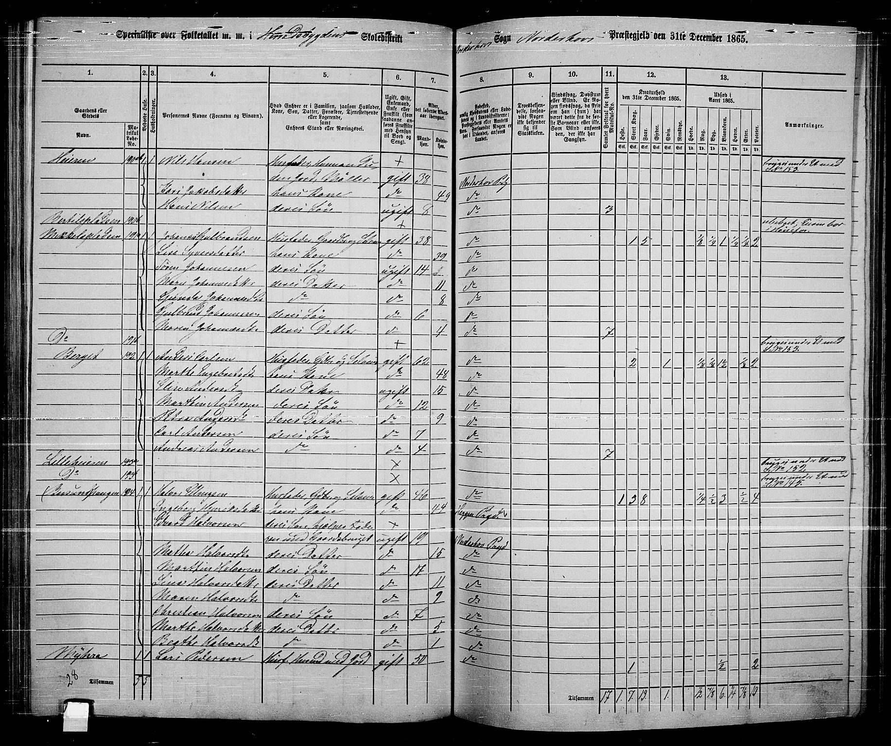 RA, Folketelling 1865 for 0613L Norderhov prestegjeld, Norderhov sokn, Haug sokn og Lunder sokn, 1865, s. 181