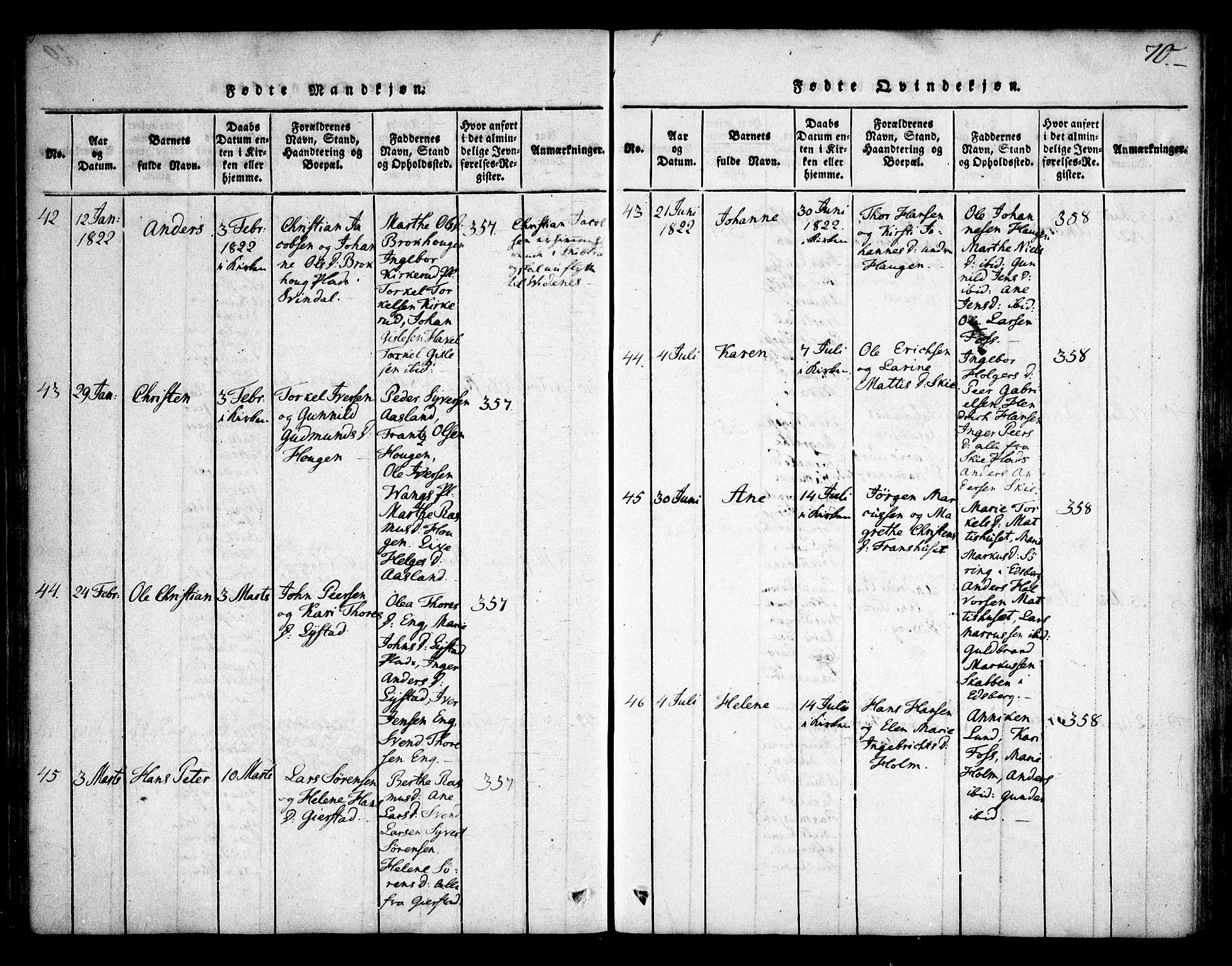 Skiptvet prestekontor Kirkebøker, AV/SAO-A-20009/F/Fa/L0005: Ministerialbok nr. 5, 1814-1838, s. 70