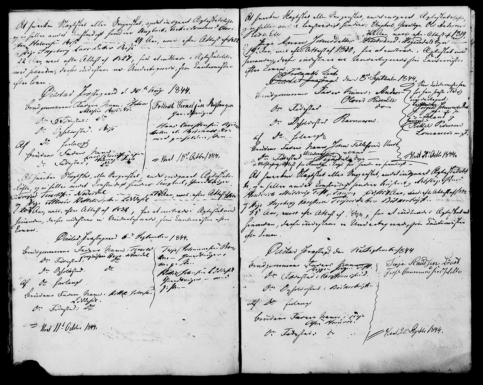 Øyestad sokneprestkontor, AV/SAK-1111-0049/F/Fe/L0002: Forlovererklæringer nr. A VI 20, 1844-1846, s. 8