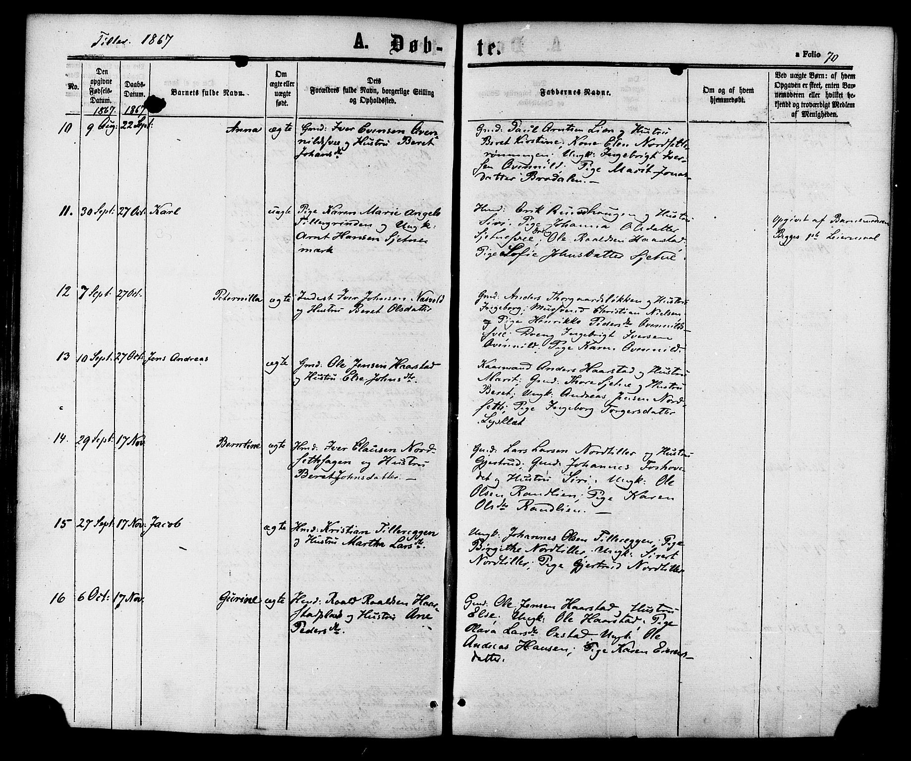 Ministerialprotokoller, klokkerbøker og fødselsregistre - Sør-Trøndelag, SAT/A-1456/618/L0443: Ministerialbok nr. 618A06 /2, 1863-1879, s. 70