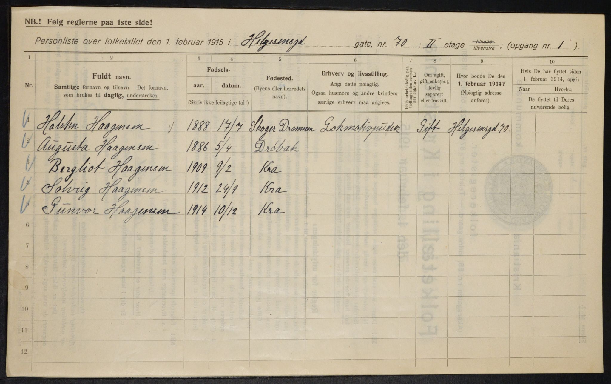 OBA, Kommunal folketelling 1.2.1915 for Kristiania, 1915, s. 38055