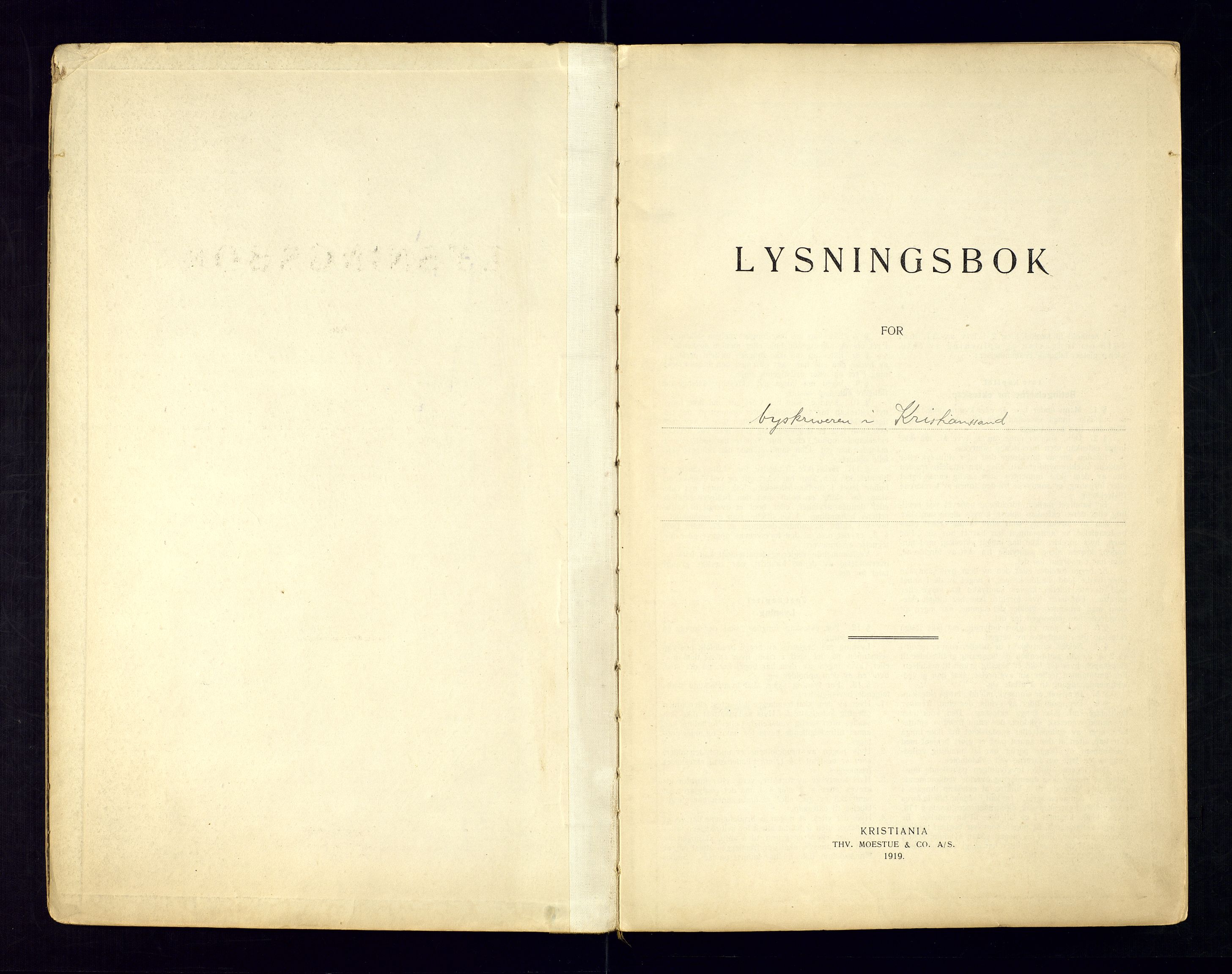 Kristiansand byrett - 2, AV/SAK-1223-0002/I/Ib/L0149/0003: Vigselbøker og lysningsbøker / Lysningsbok, 1919-1946