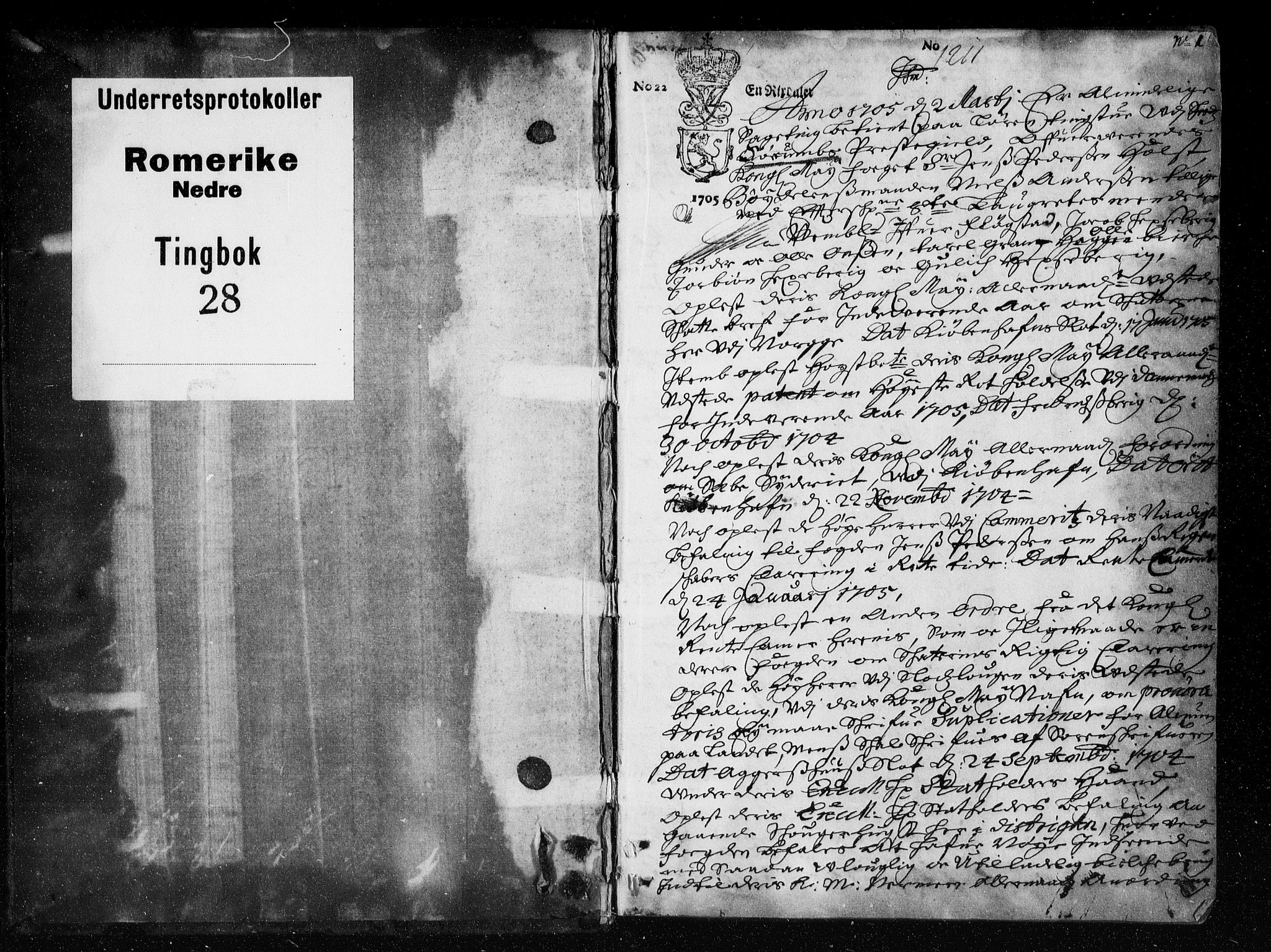 Nedre Romerike sorenskriveri, AV/SAO-A-10469/F/Fb/L0028: Tingbok, 1705-1706, s. 0b-1a