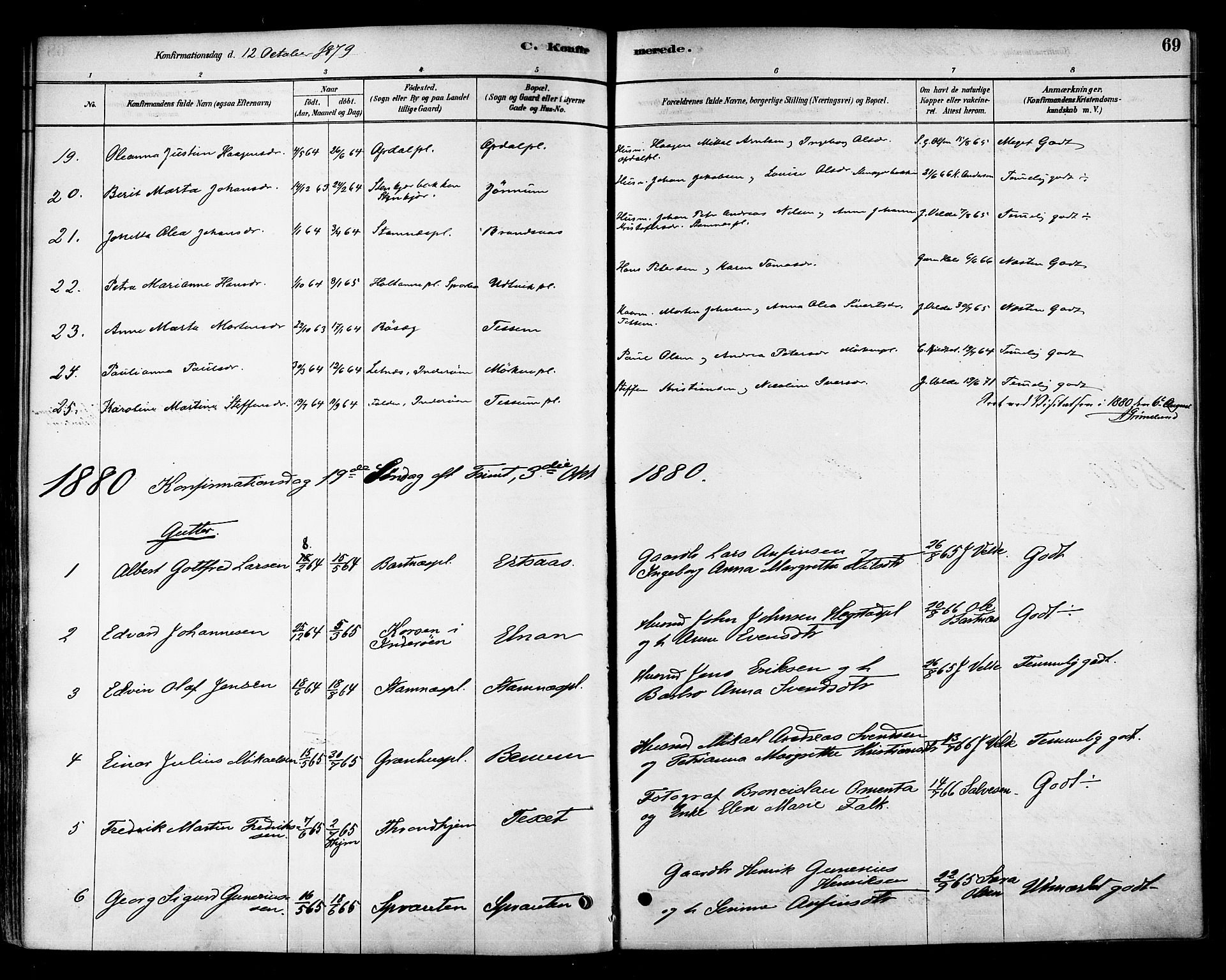Ministerialprotokoller, klokkerbøker og fødselsregistre - Nord-Trøndelag, AV/SAT-A-1458/741/L0395: Ministerialbok nr. 741A09, 1878-1888, s. 69