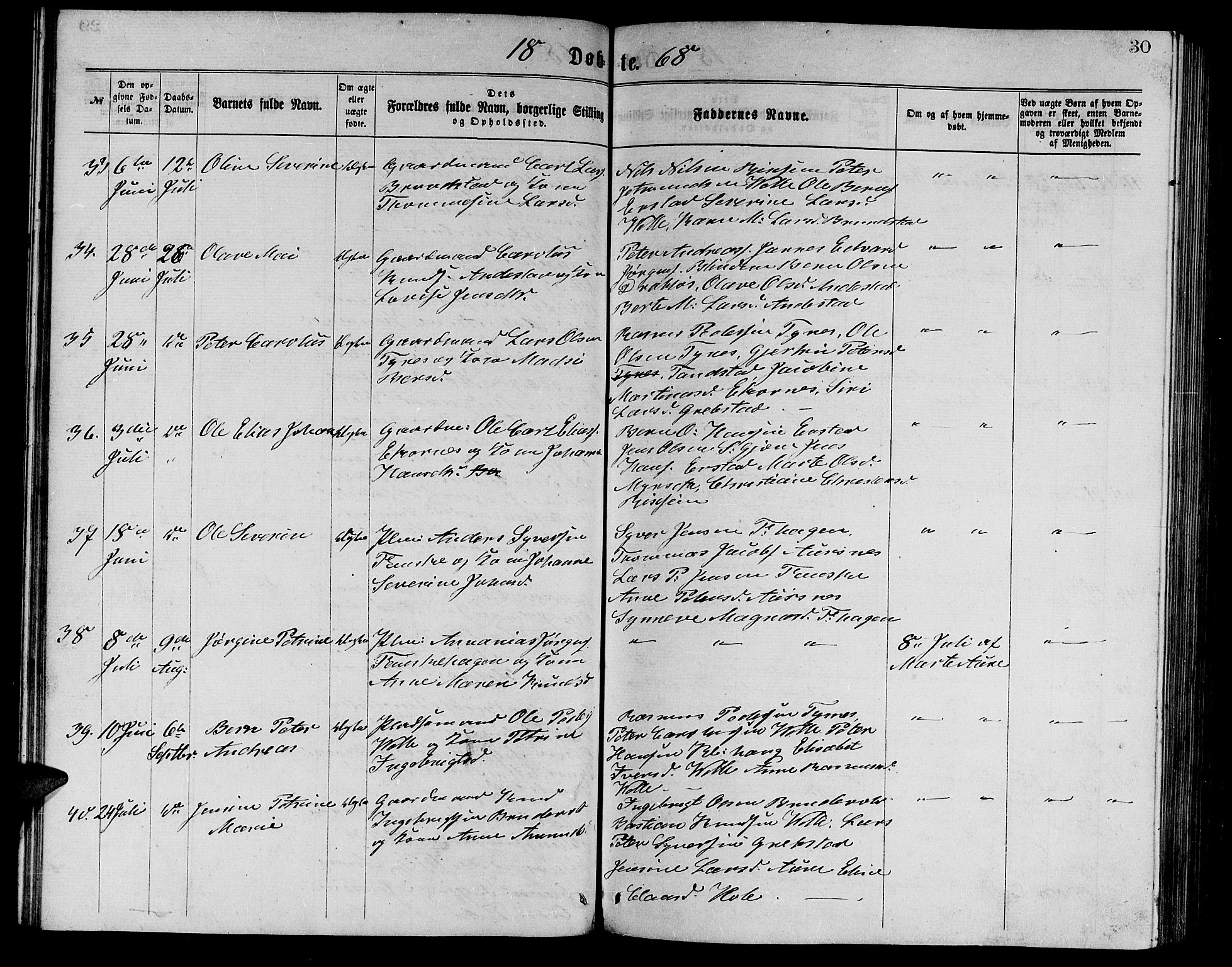 Ministerialprotokoller, klokkerbøker og fødselsregistre - Møre og Romsdal, AV/SAT-A-1454/523/L0338: Klokkerbok nr. 523C01, 1865-1877, s. 30