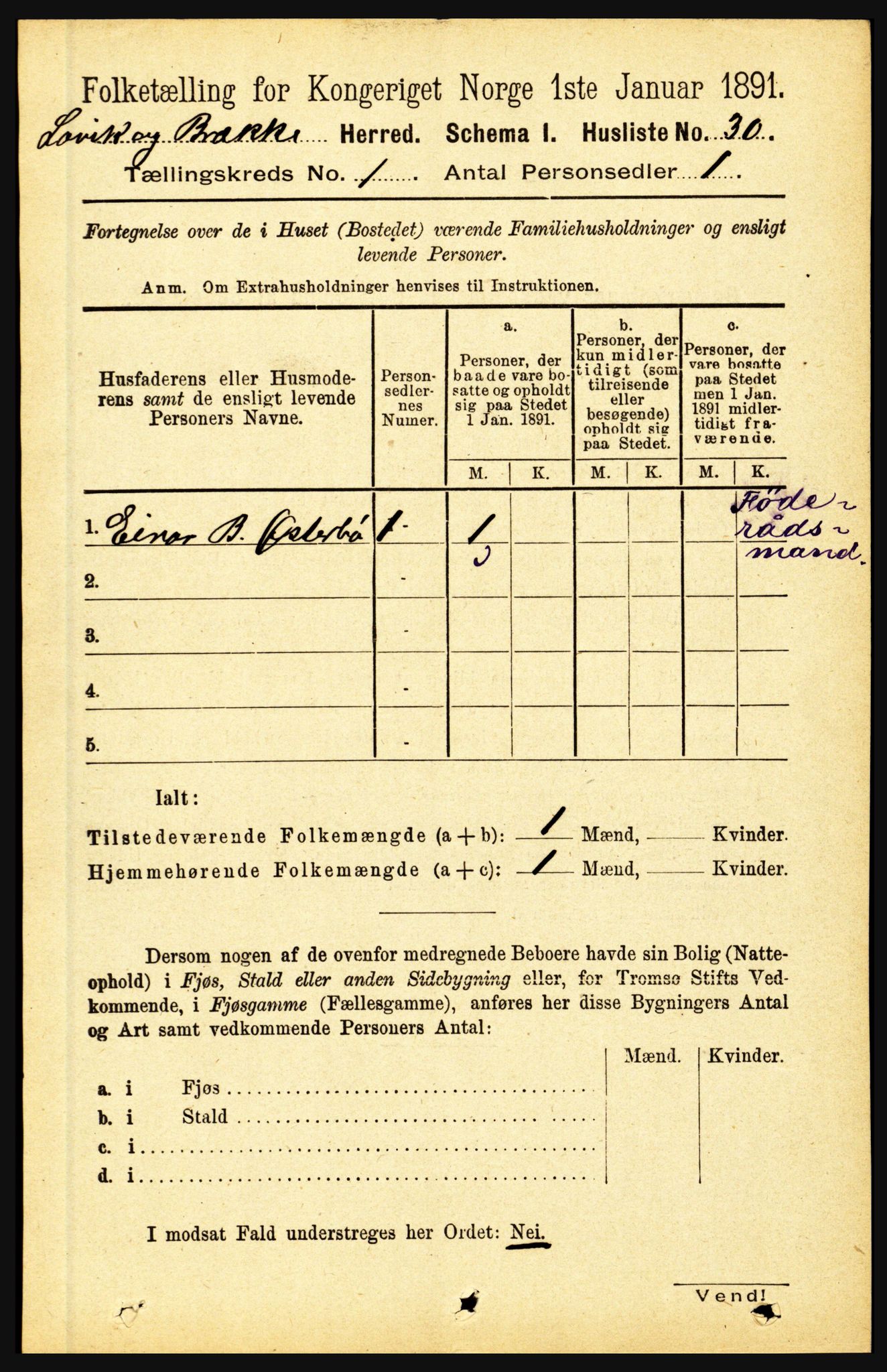 RA, Folketelling 1891 for 1415 Lavik og Brekke herred, 1891, s. 62