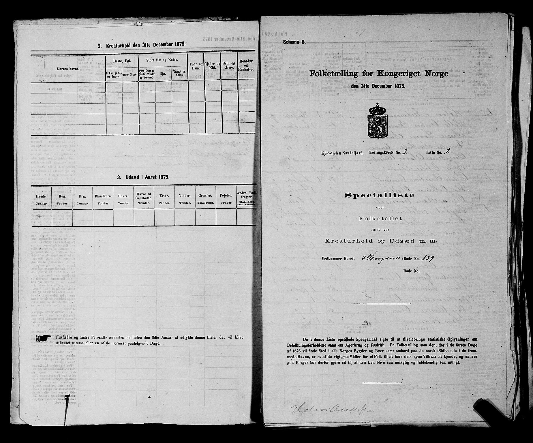 SAKO, Folketelling 1875 for 0706B Sandeherred prestegjeld, Sandefjord kjøpstad, 1875, s. 352