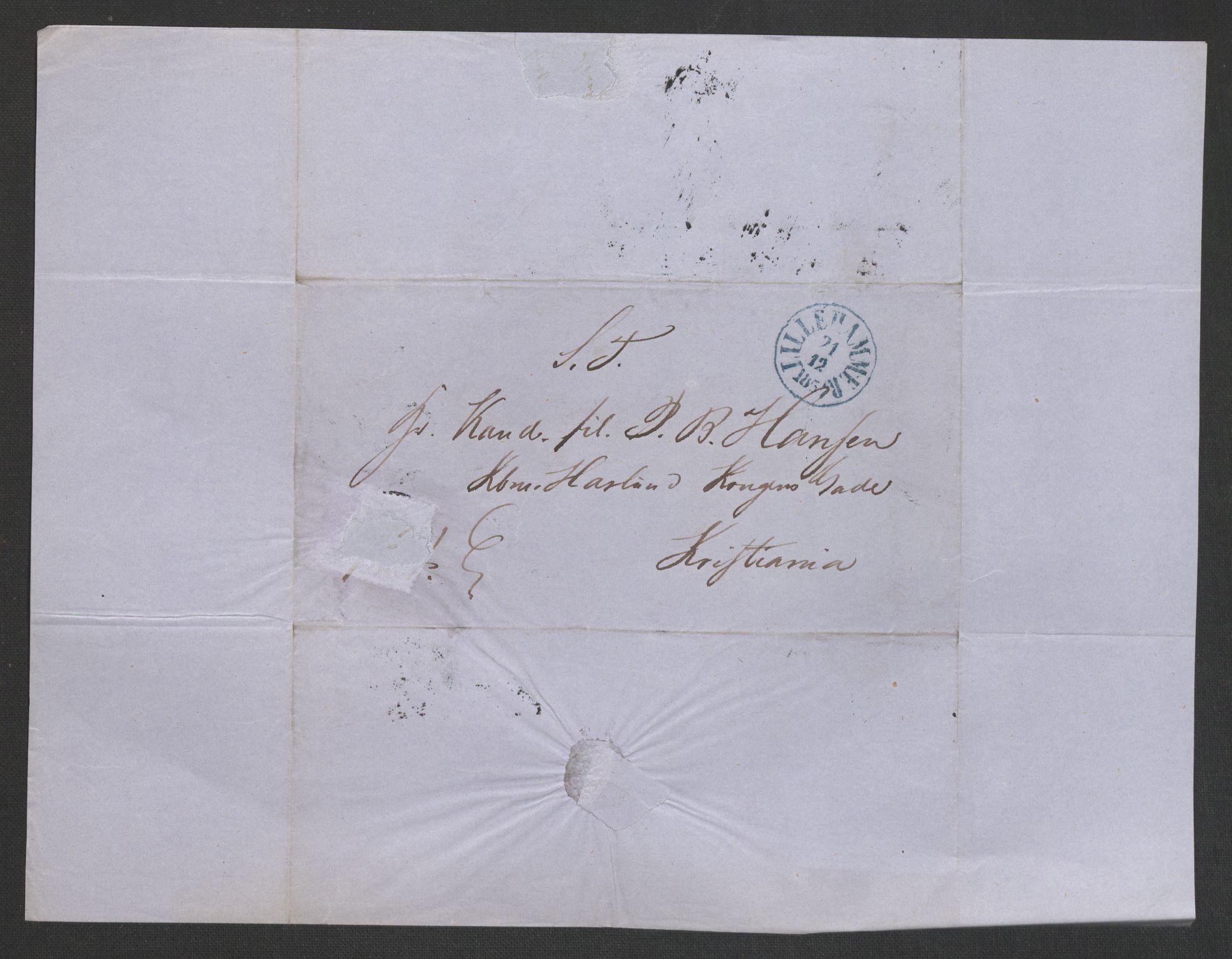 Botten-Hansen, Paul, AV/RA-PA-0017/F/L0001: Brev til Botten-Hansen, avsendere ordnet etter alfabetisk rekkefølge fra A-Ø, 1846-1866, s. 607