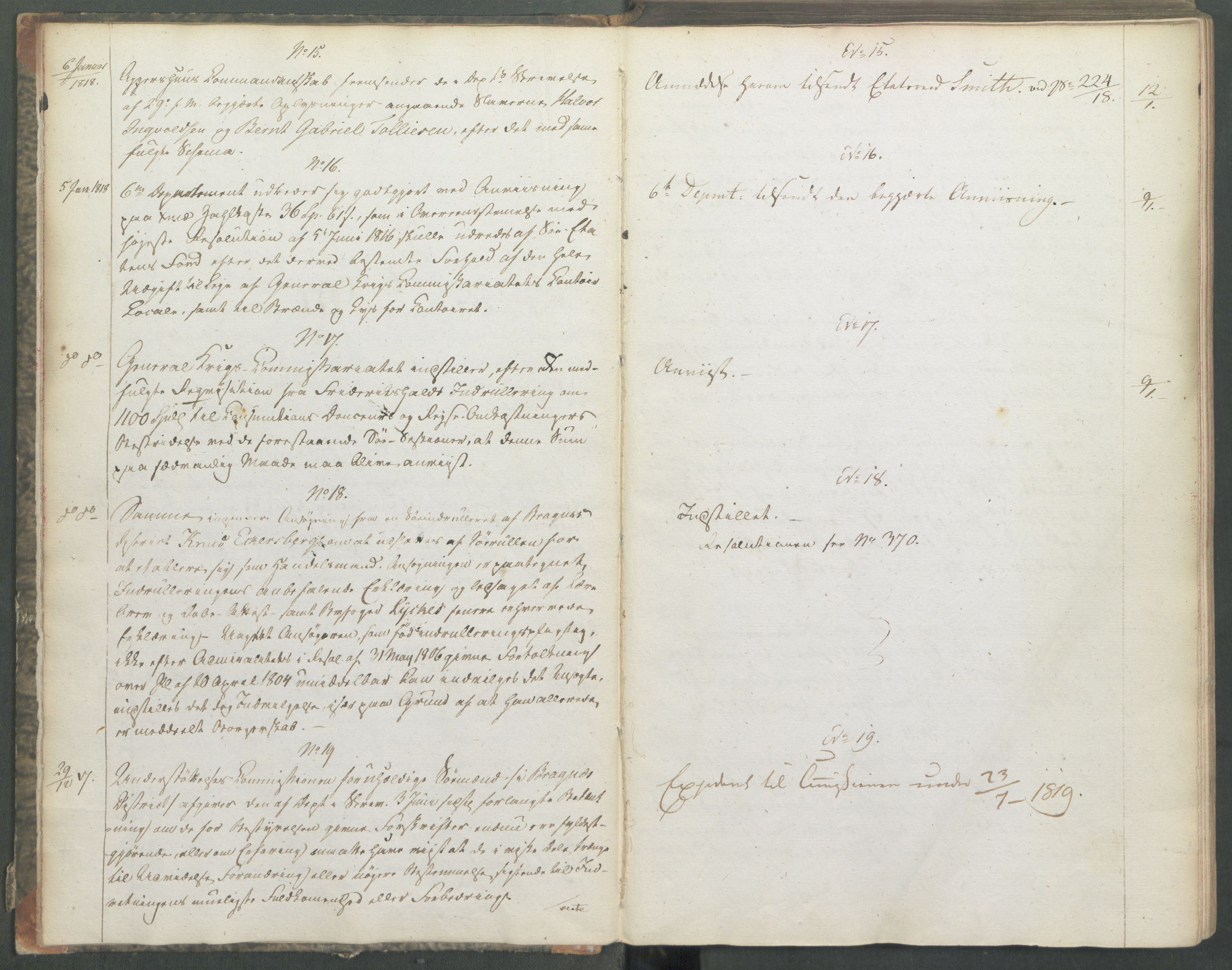 Marinedepartementet/ Marine- og postdepartementet, AV/RA-RAFA-3792/C/L0006: 7de Departements Journal, 1818