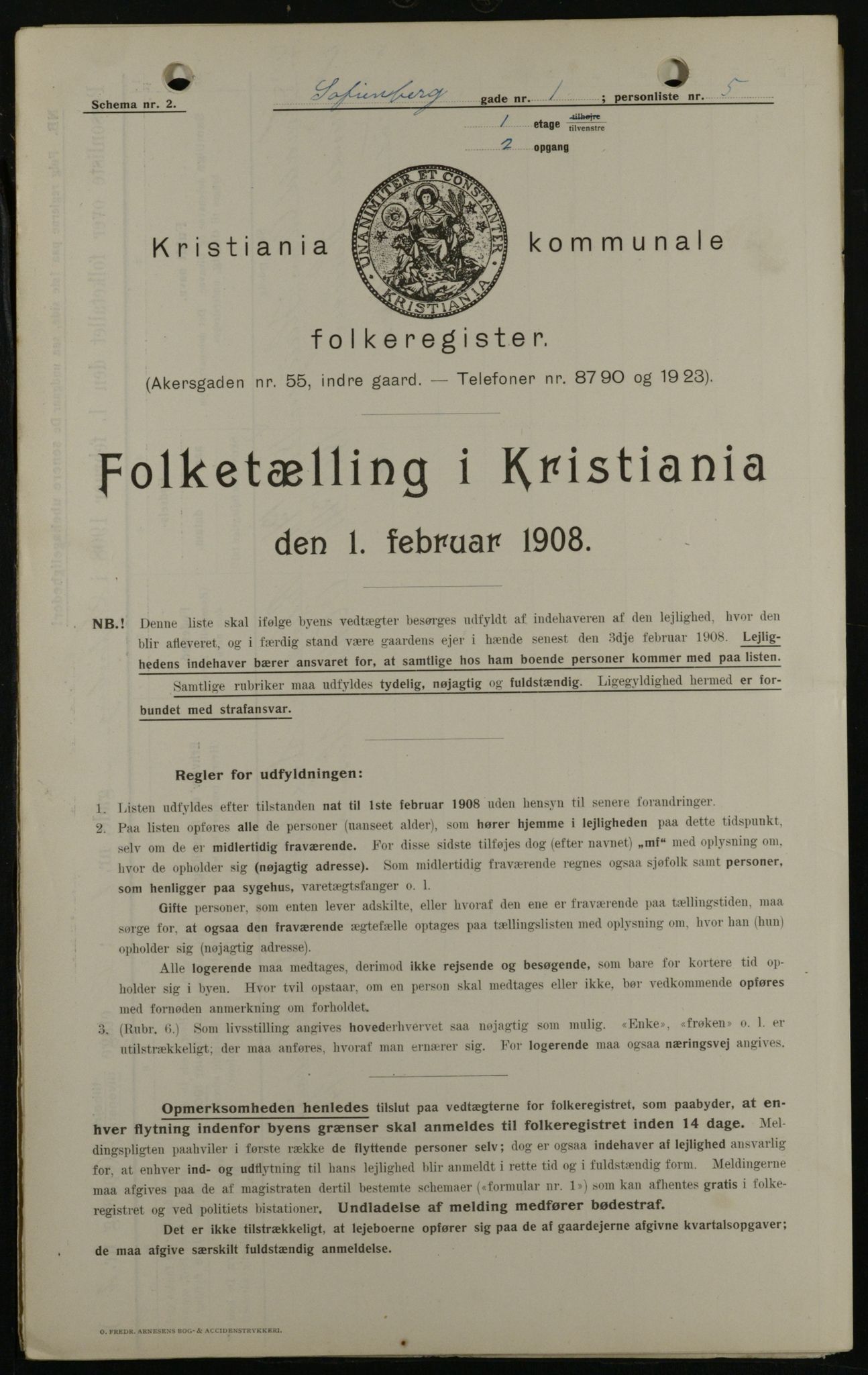 OBA, Kommunal folketelling 1.2.1908 for Kristiania kjøpstad, 1908, s. 88310