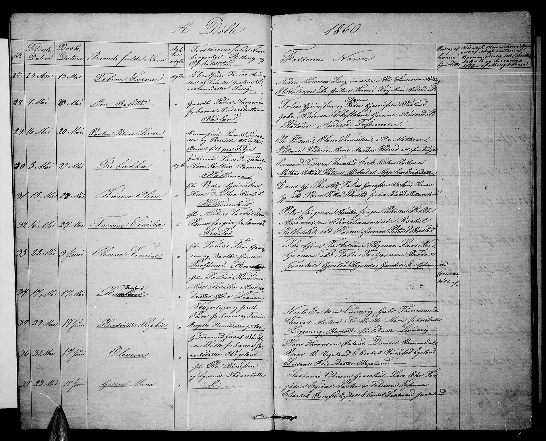 Sør-Audnedal sokneprestkontor, AV/SAK-1111-0039/F/Fb/Fbb/L0003: Klokkerbok nr. B 3, 1859-1868, s. 6