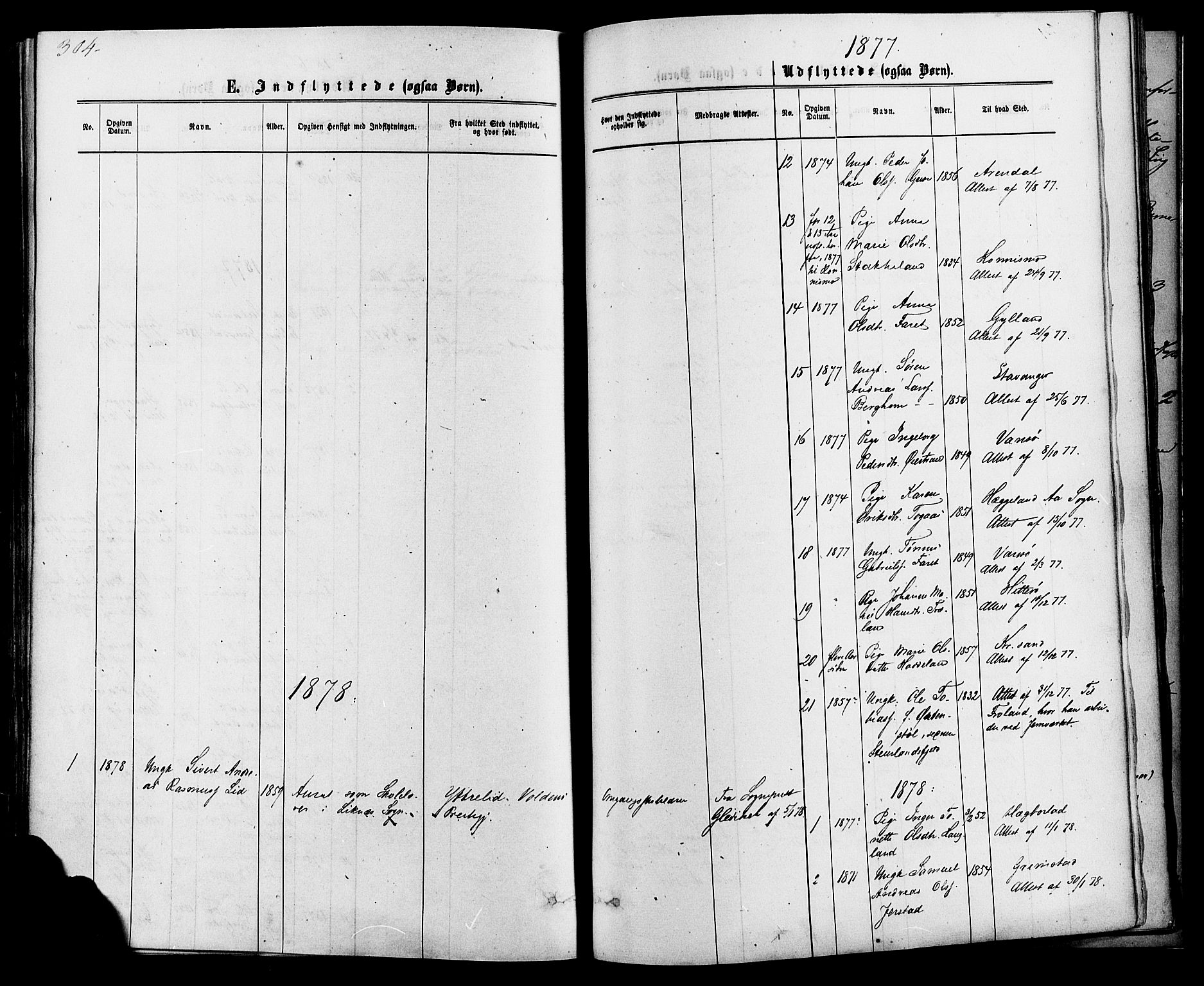 Kvinesdal sokneprestkontor, SAK/1111-0026/F/Fa/Fab/L0007: Ministerialbok nr. A 7, 1870-1885, s. 304