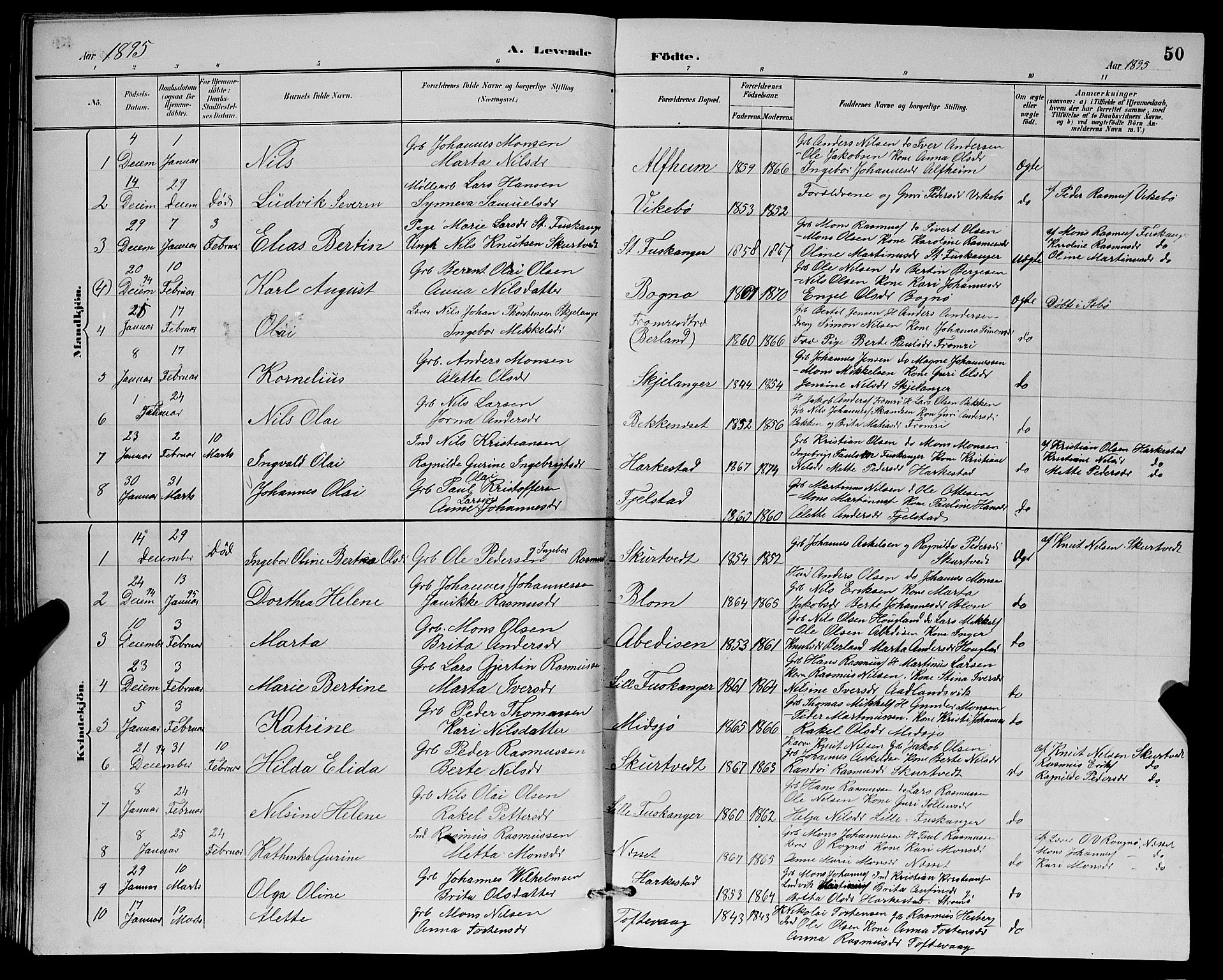 Herdla Sokneprestembete, AV/SAB-A-75701/H/Hab: Klokkerbok nr. A 3, 1889-1899, s. 50
