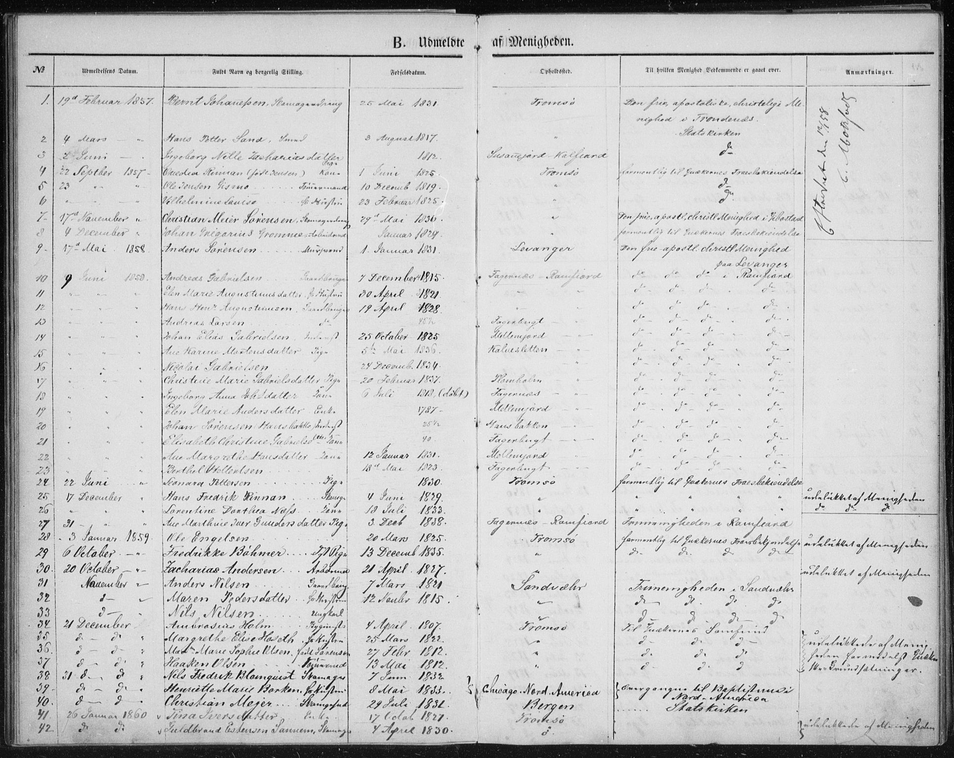 Uten arkivreferanse, SATØ/-: Dissenterprotokoll nr. DP 1, 1856-1892