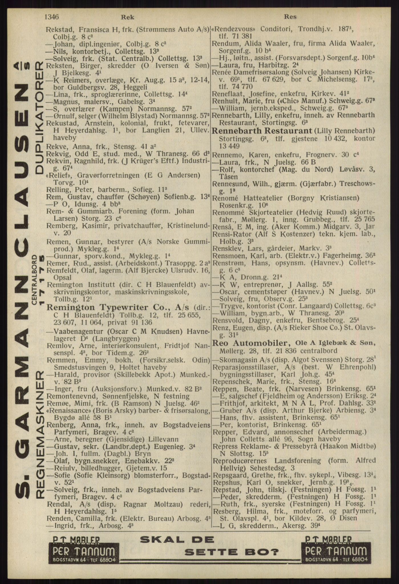 Kristiania/Oslo adressebok, PUBL/-, 1939, s. 1346