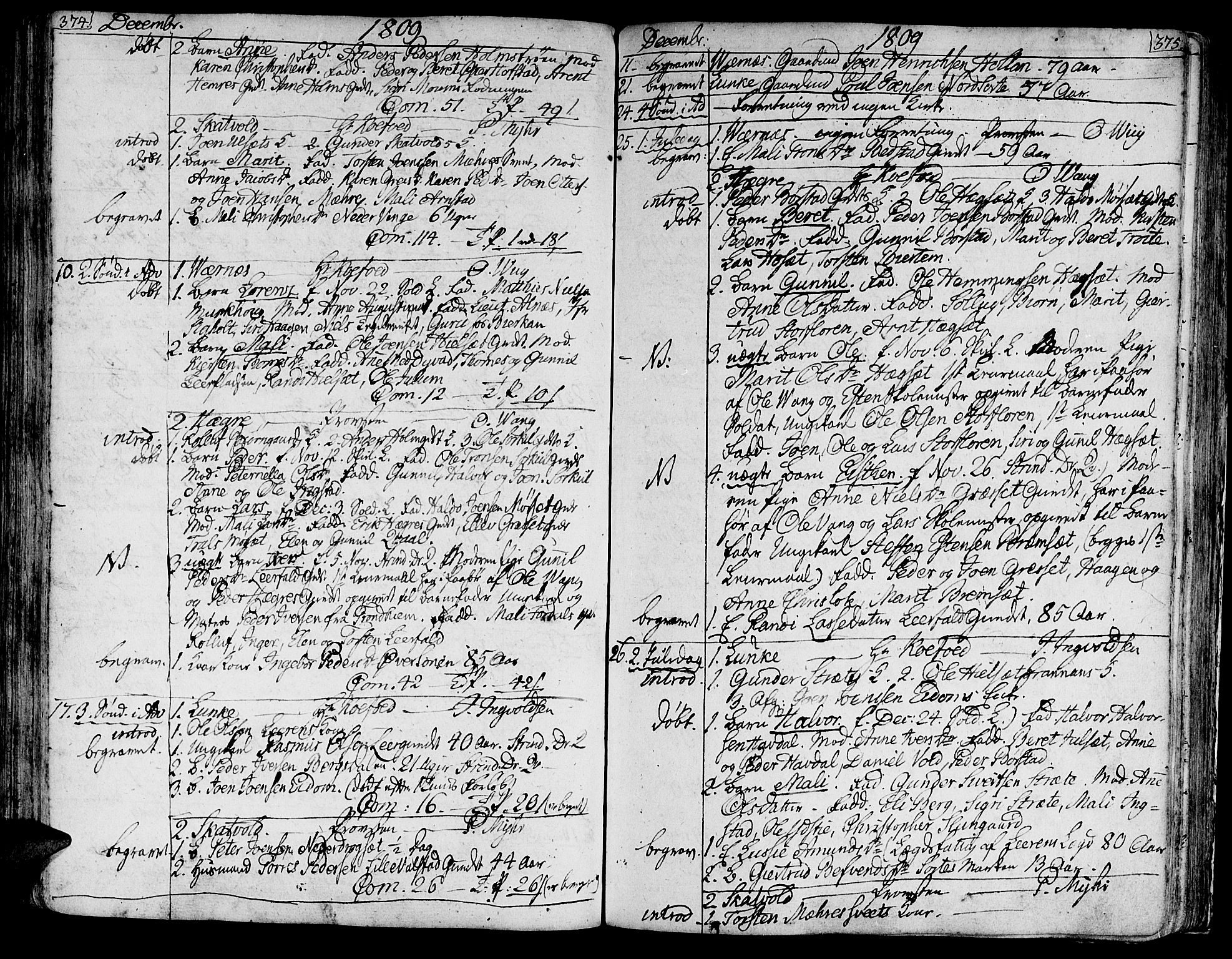 Ministerialprotokoller, klokkerbøker og fødselsregistre - Nord-Trøndelag, SAT/A-1458/709/L0060: Ministerialbok nr. 709A07, 1797-1815, s. 374-375