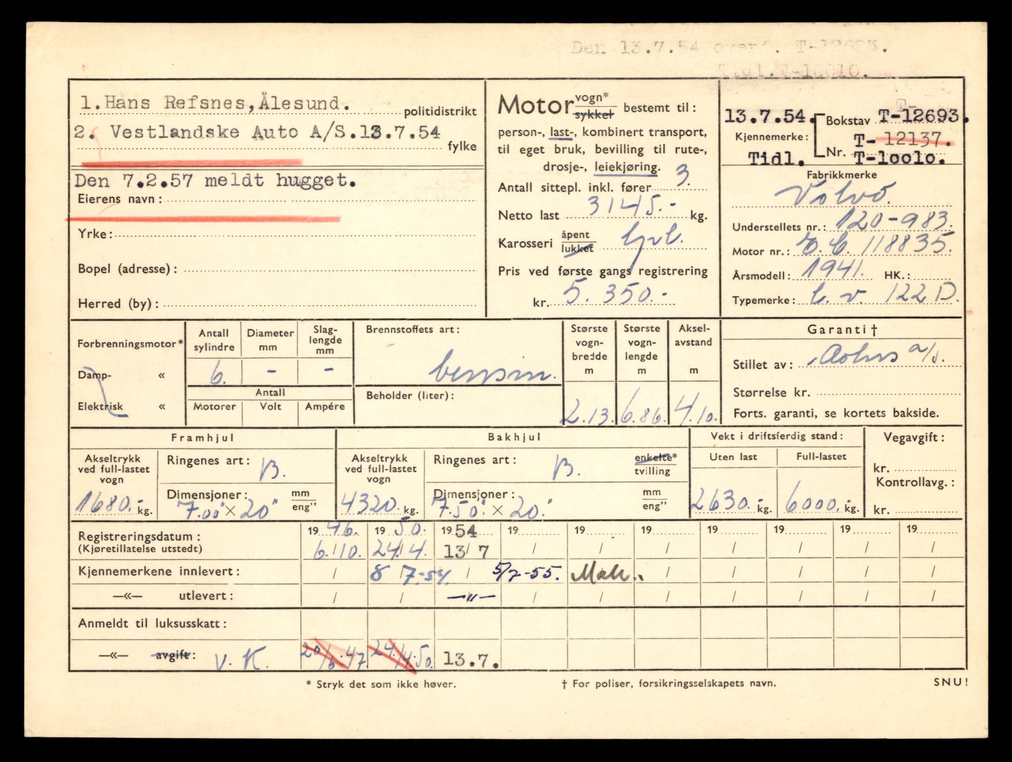 Møre og Romsdal vegkontor - Ålesund trafikkstasjon, AV/SAT-A-4099/F/Fe/L0035: Registreringskort for kjøretøy T 12653 - T 12829, 1927-1998, s. 811