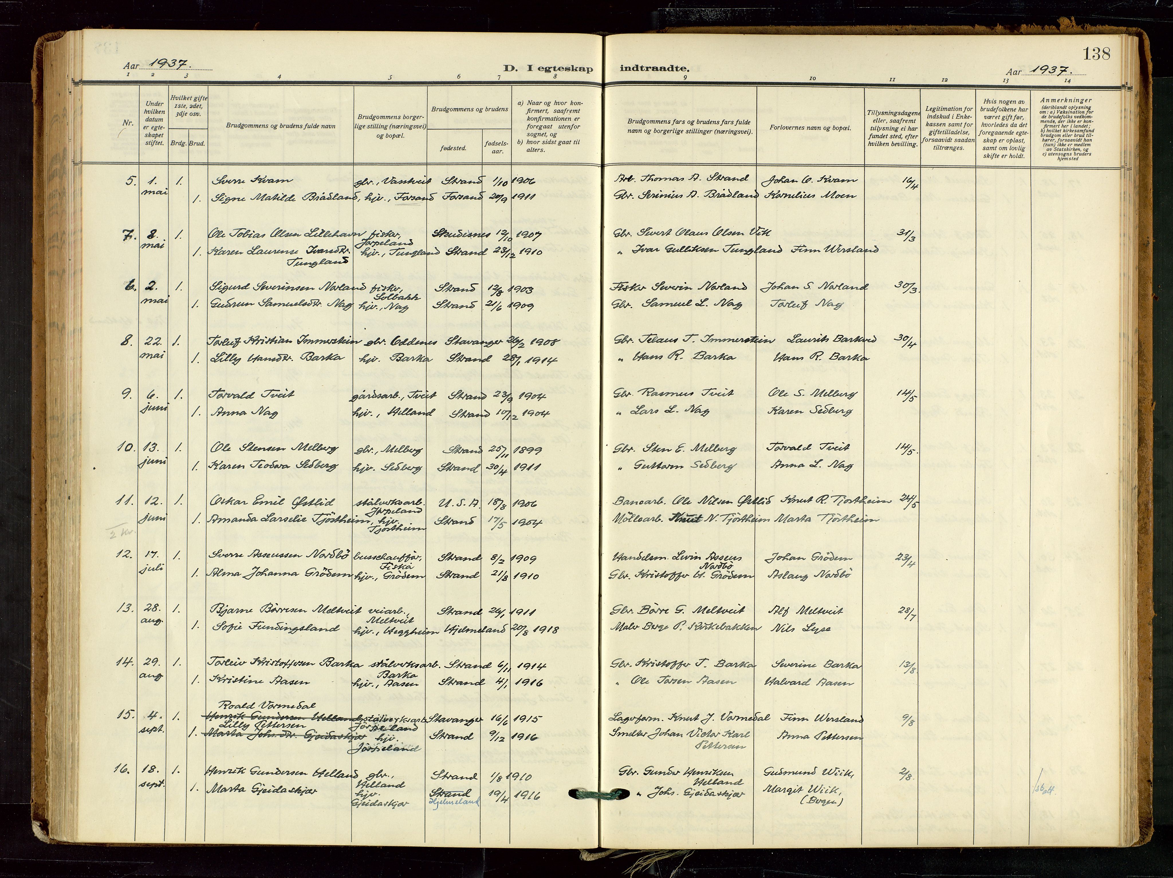 Strand sokneprestkontor, SAST/A-101828/H/Ha/Haa/L0012: Ministerialbok nr. A 12, 1927-1946, s. 138