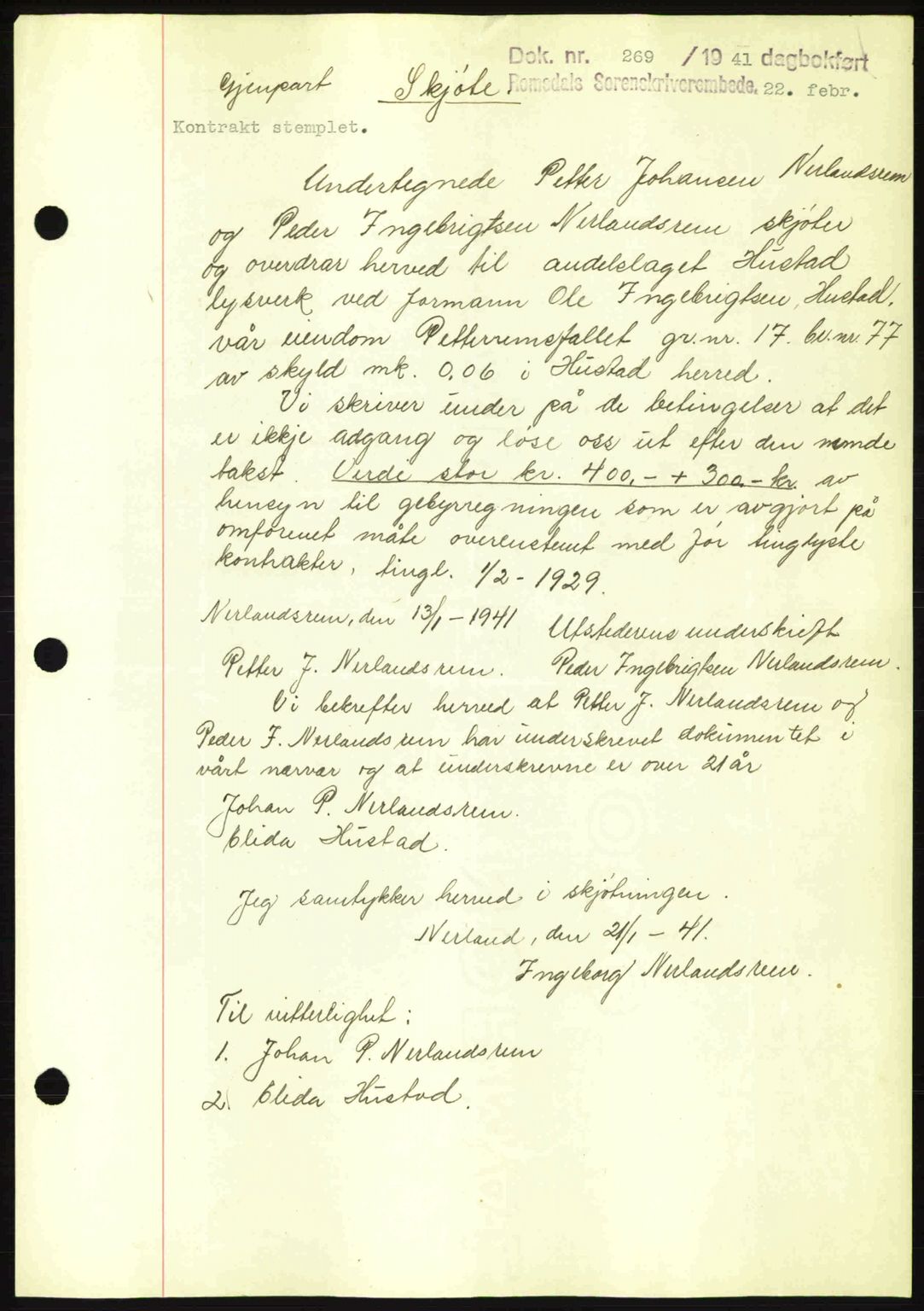 Romsdal sorenskriveri, SAT/A-4149/1/2/2C: Pantebok nr. A9, 1940-1941, Dagboknr: 269/1941