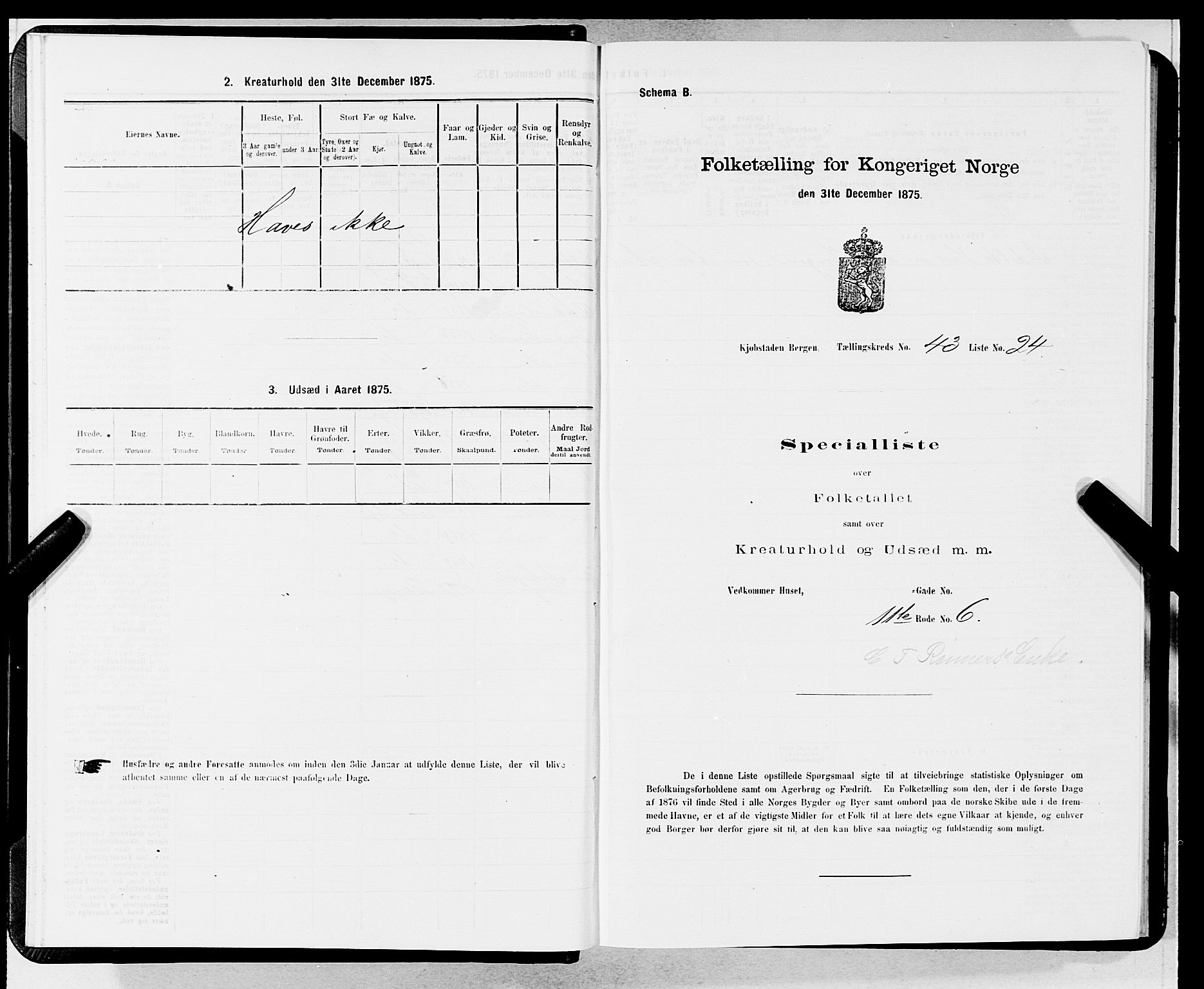 SAB, Folketelling 1875 for 1301 Bergen kjøpstad, 1875, s. 2275