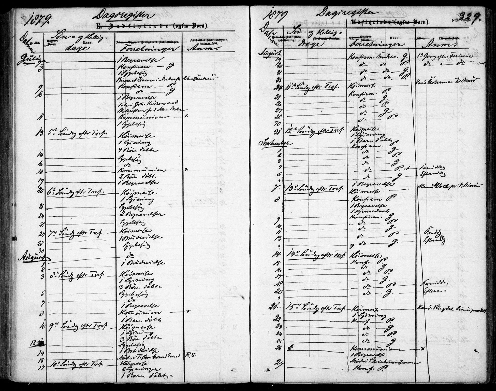 Garnisonsmenigheten Kirkebøker, AV/SAO-A-10846/F/Fa/L0011: Ministerialbok nr. 11, 1870-1880, s. 329