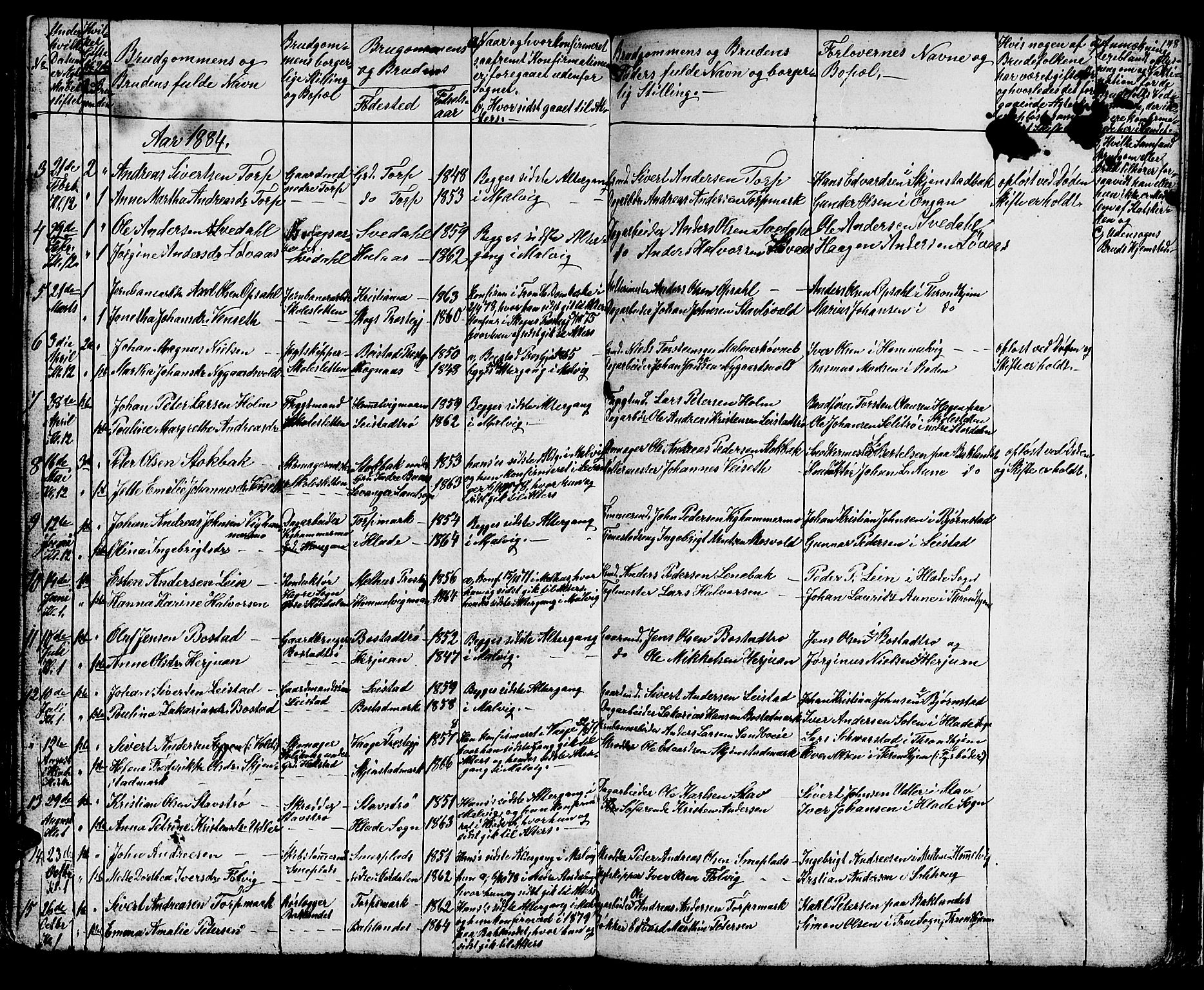 Ministerialprotokoller, klokkerbøker og fødselsregistre - Sør-Trøndelag, AV/SAT-A-1456/616/L0422: Klokkerbok nr. 616C05, 1850-1888, s. 148