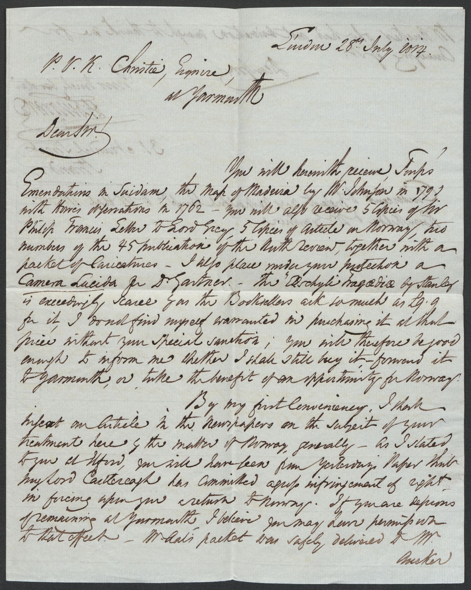 Christie, Wilhelm Frimann Koren, RA/PA-0014/F/L0004: Christies dokumenter fra 1814, 1814, s. 181