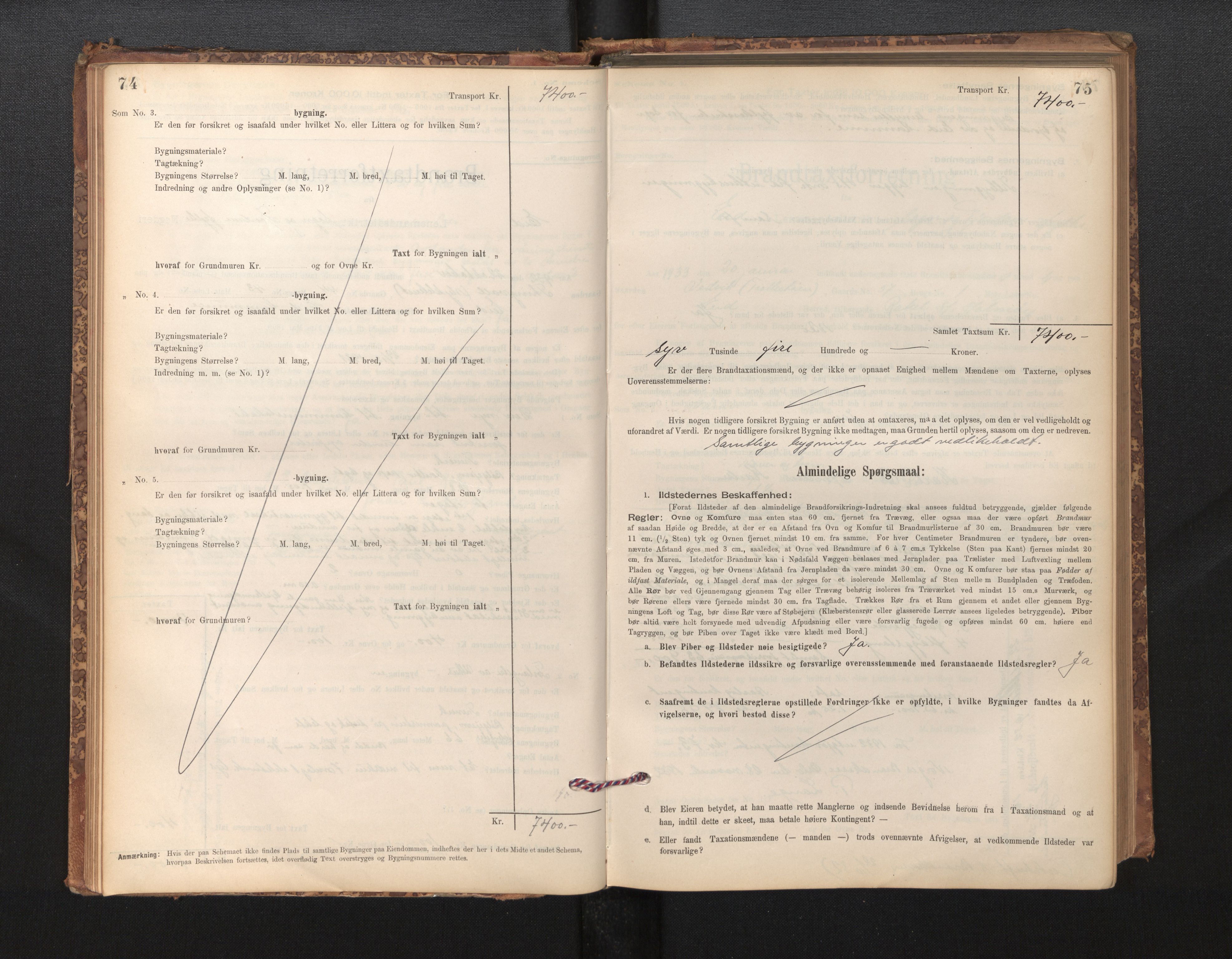 Lensmannen i Eid, SAB/A-27001/0012/L0007: Branntakstprotokoll, skjematakst, 1896-1929, s. 74-75