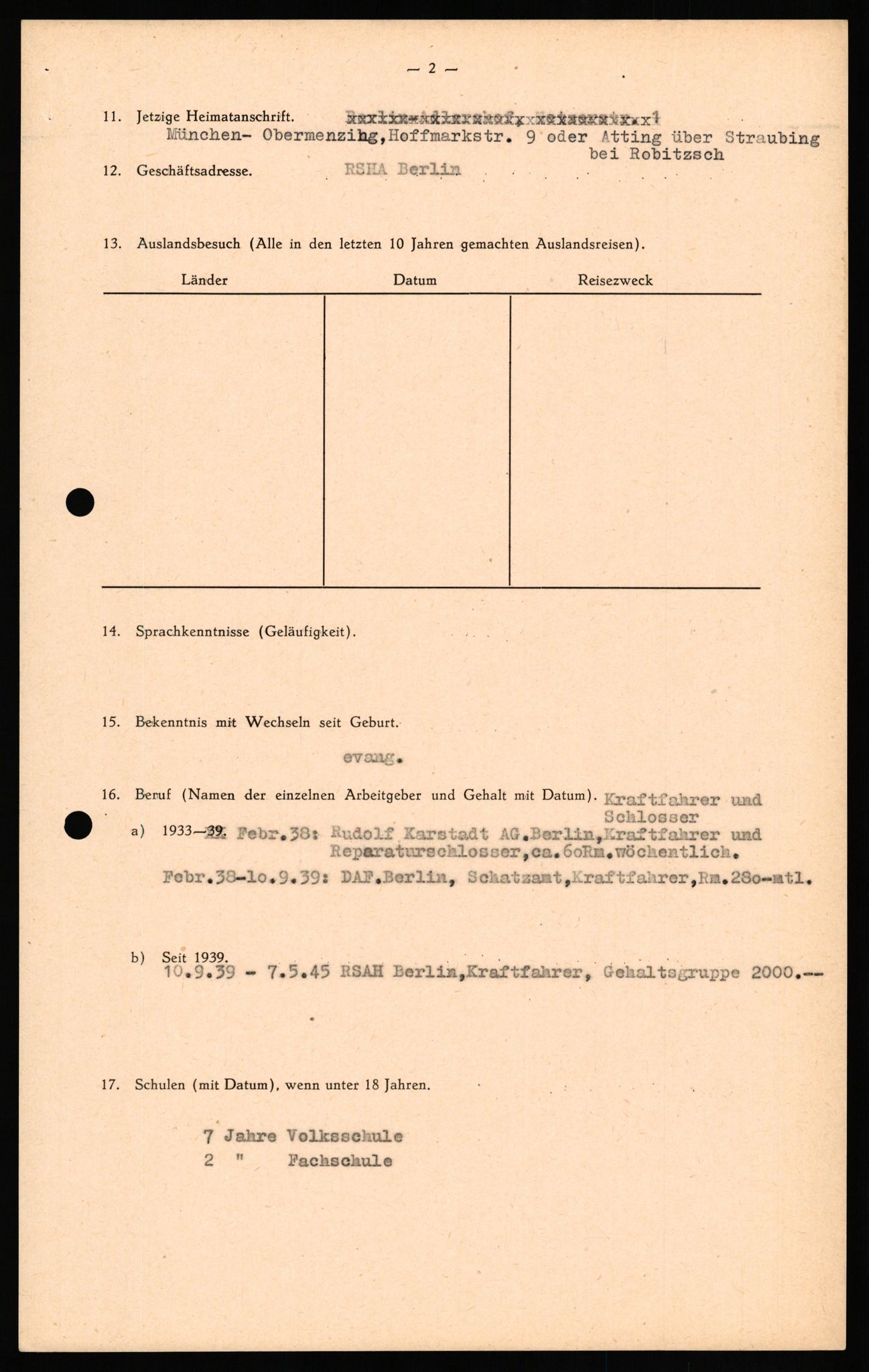 Forsvaret, Forsvarets overkommando II, AV/RA-RAFA-3915/D/Db/L0032: CI Questionaires. Tyske okkupasjonsstyrker i Norge. Tyskere., 1945-1946, s. 92