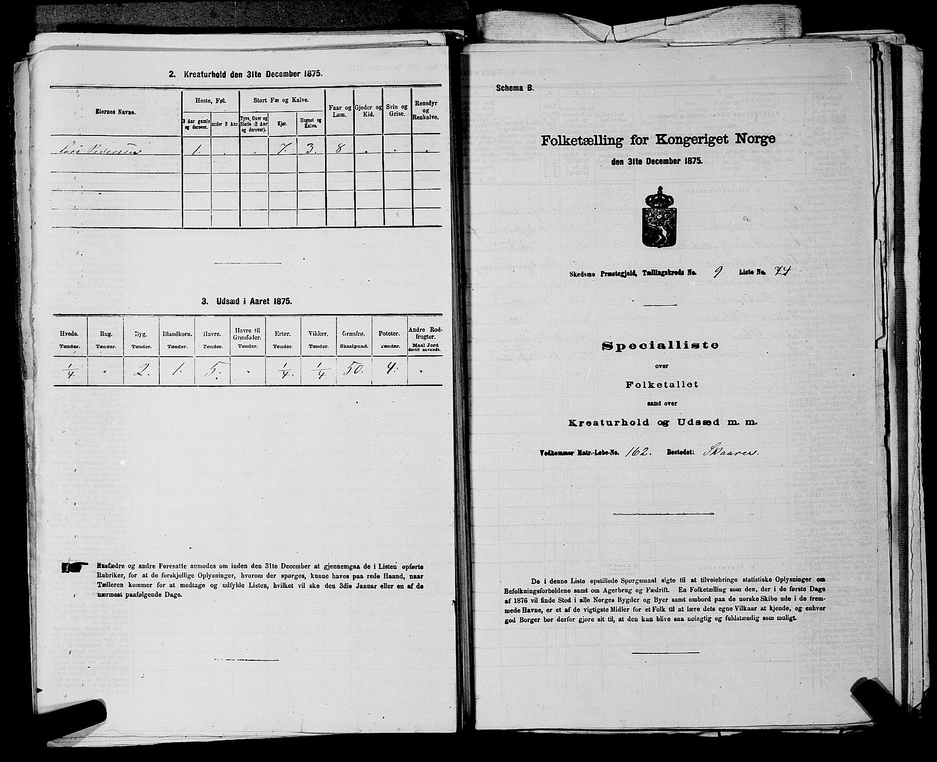 RA, Folketelling 1875 for 0231P Skedsmo prestegjeld, 1875, s. 1454