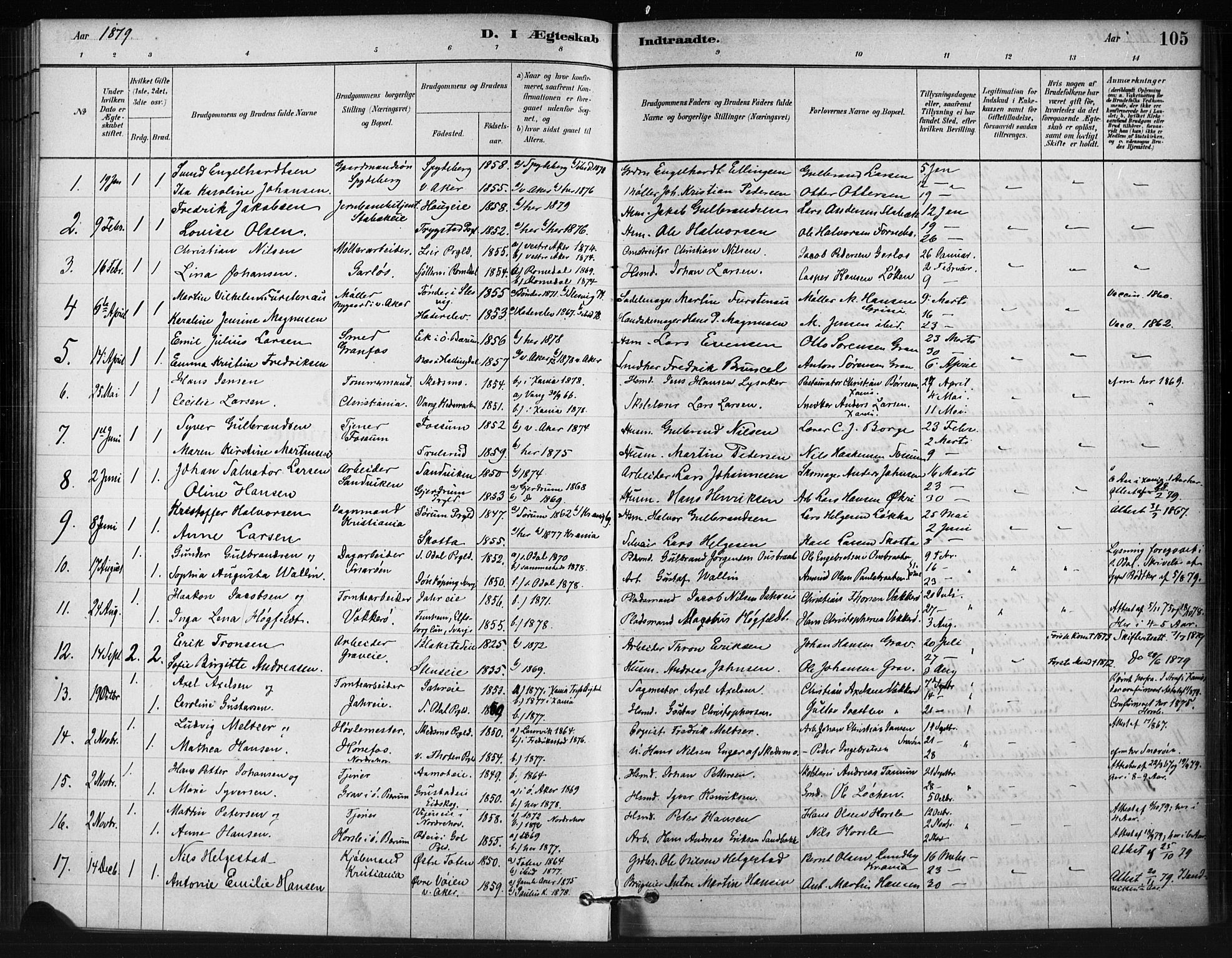 Asker prestekontor Kirkebøker, AV/SAO-A-10256a/F/Fc/L0002: Ministerialbok nr. III 2, 1879-1904, s. 105