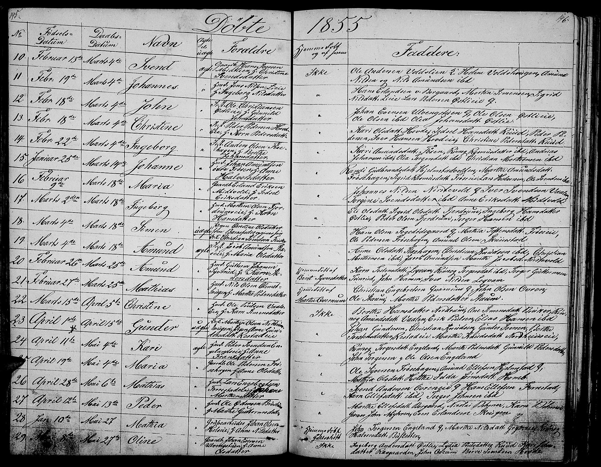 Gausdal prestekontor, AV/SAH-PREST-090/H/Ha/Hab/L0003: Klokkerbok nr. 3, 1829-1864, s. 145-146