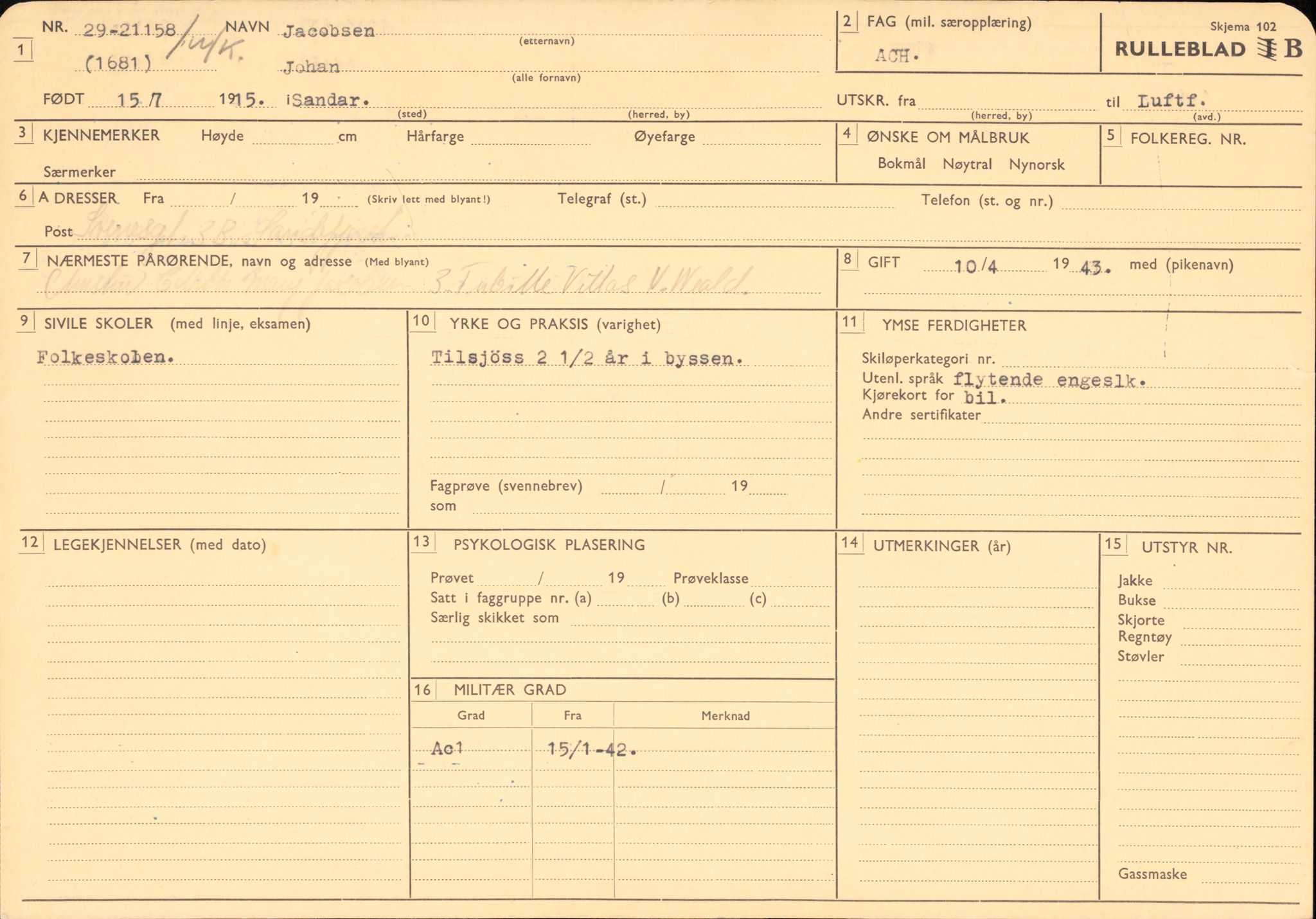 Forsvaret, Forsvarets overkommando/Luftforsvarsstaben, AV/RA-RAFA-4079/P/Pa/L0041: Personellpapirer, 1915, s. 75