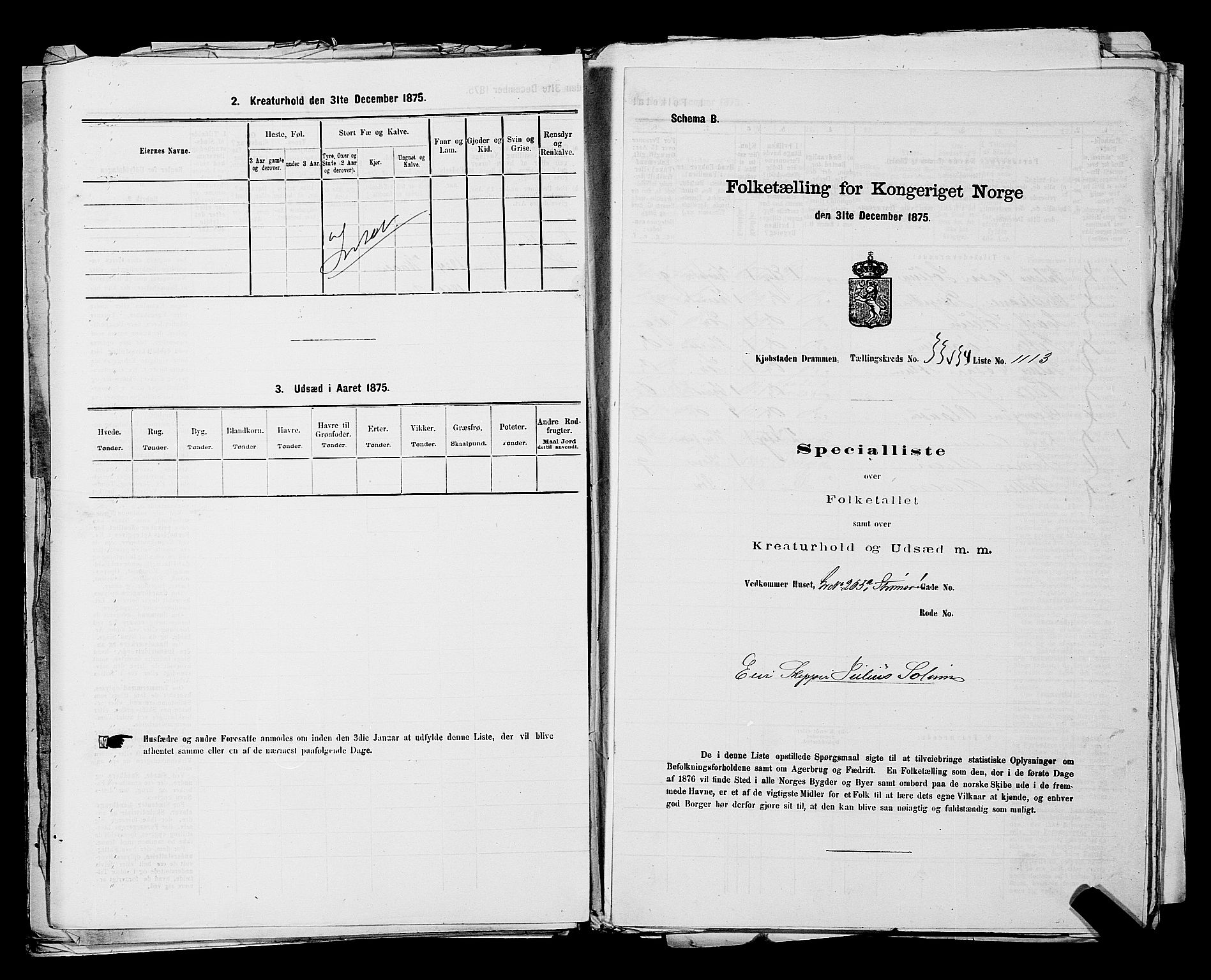 SAKO, Folketelling 1875 for 0602 Drammen kjøpstad, 1875, s. 3059