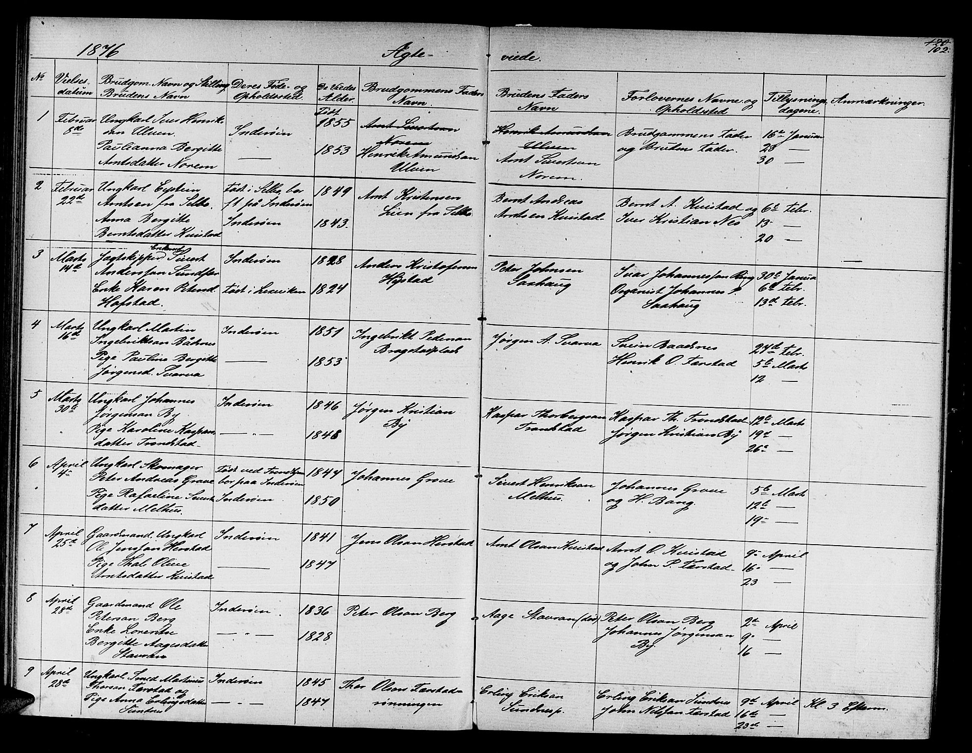 Ministerialprotokoller, klokkerbøker og fødselsregistre - Nord-Trøndelag, SAT/A-1458/730/L0300: Klokkerbok nr. 730C03, 1872-1879, s. 102